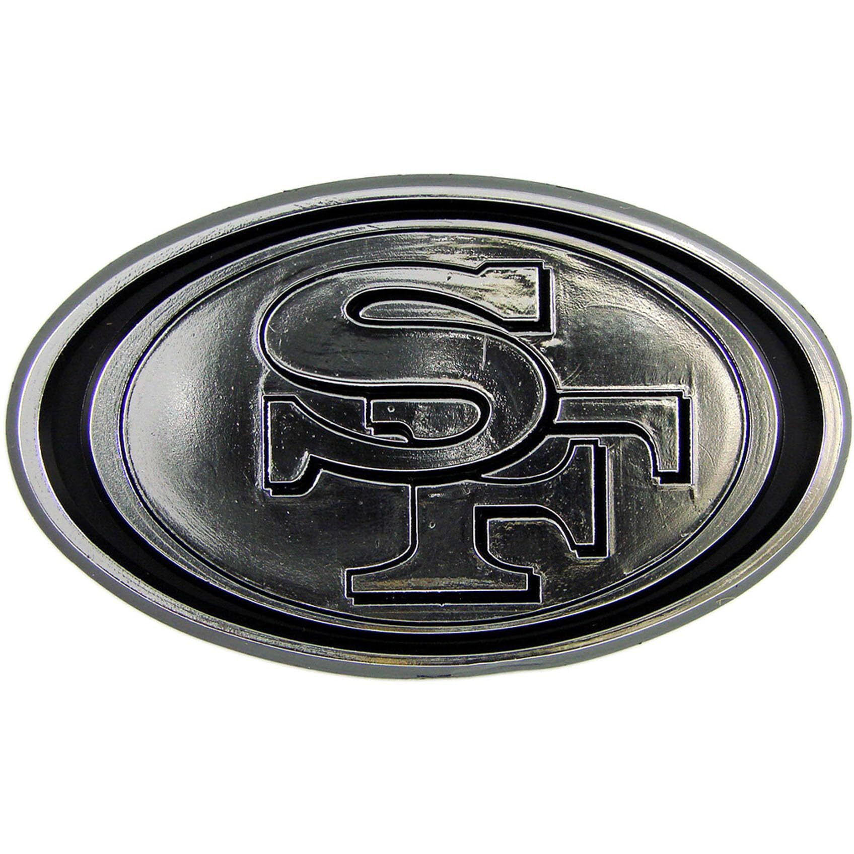 FANMATS 60283 NFL - San Francisco 49ers Molded Chrome Emblem | Chrome | 3.25 x 3.25 | Oval SF Primary Logo