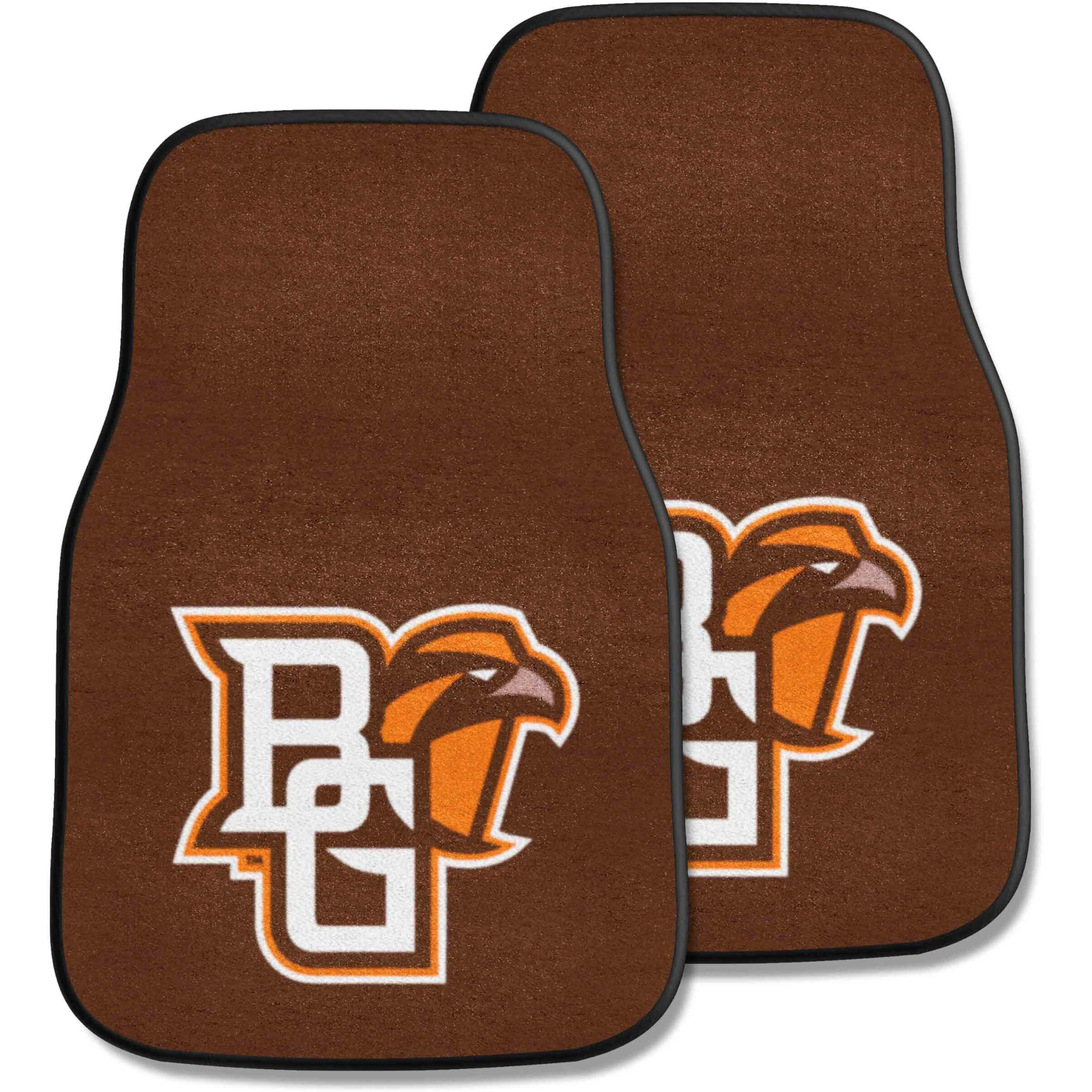 FANMATS 5195 Bowling Green Falcons Front 2-Piece Team Logo Carpet Car Mat Set, Front Row Automotive Floor Mats, Non-Slip Backing, Team Colors