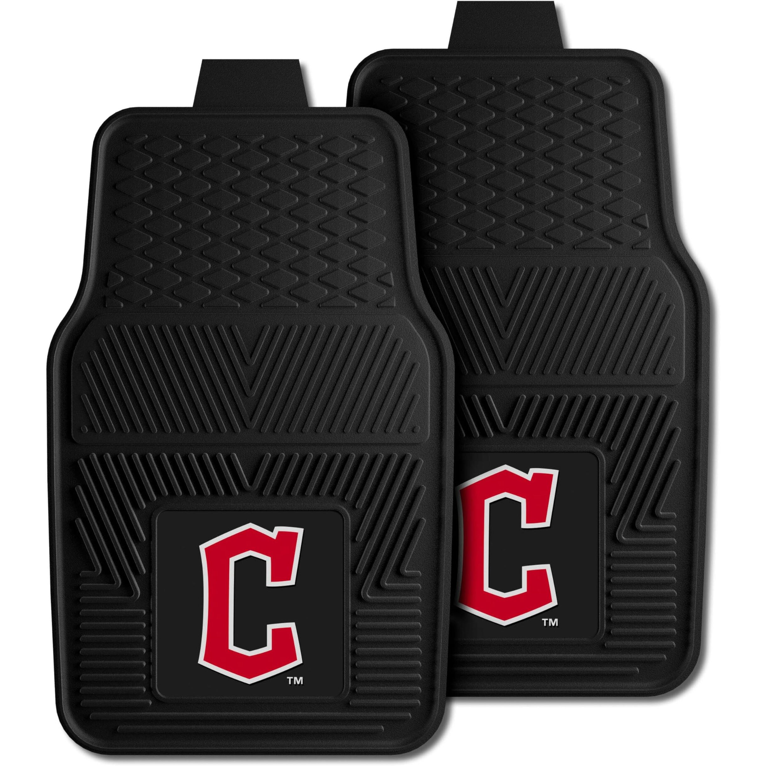 FANMATS 8835 Cleveland Indians 2-Piece Heavy Duty Vinyl Car Mat Set, Front Row Floor Mats, All Weather Protection, Universal Fit, Deep Resevoir Design