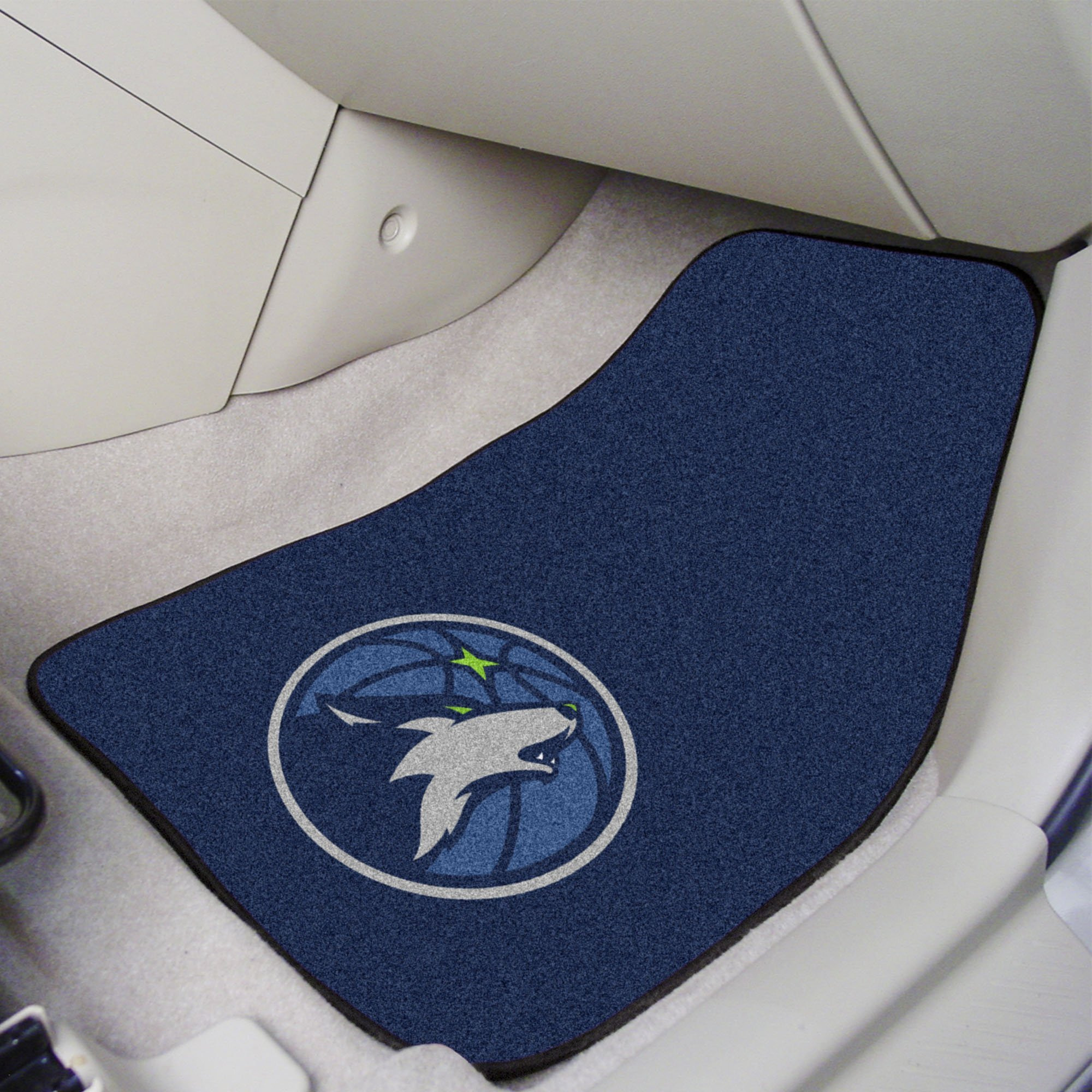 FANMATS Sports Team Logo National Basketball Association Minnesota Timberwolves 2 - Piece Carpeted Car Mats 17 x27