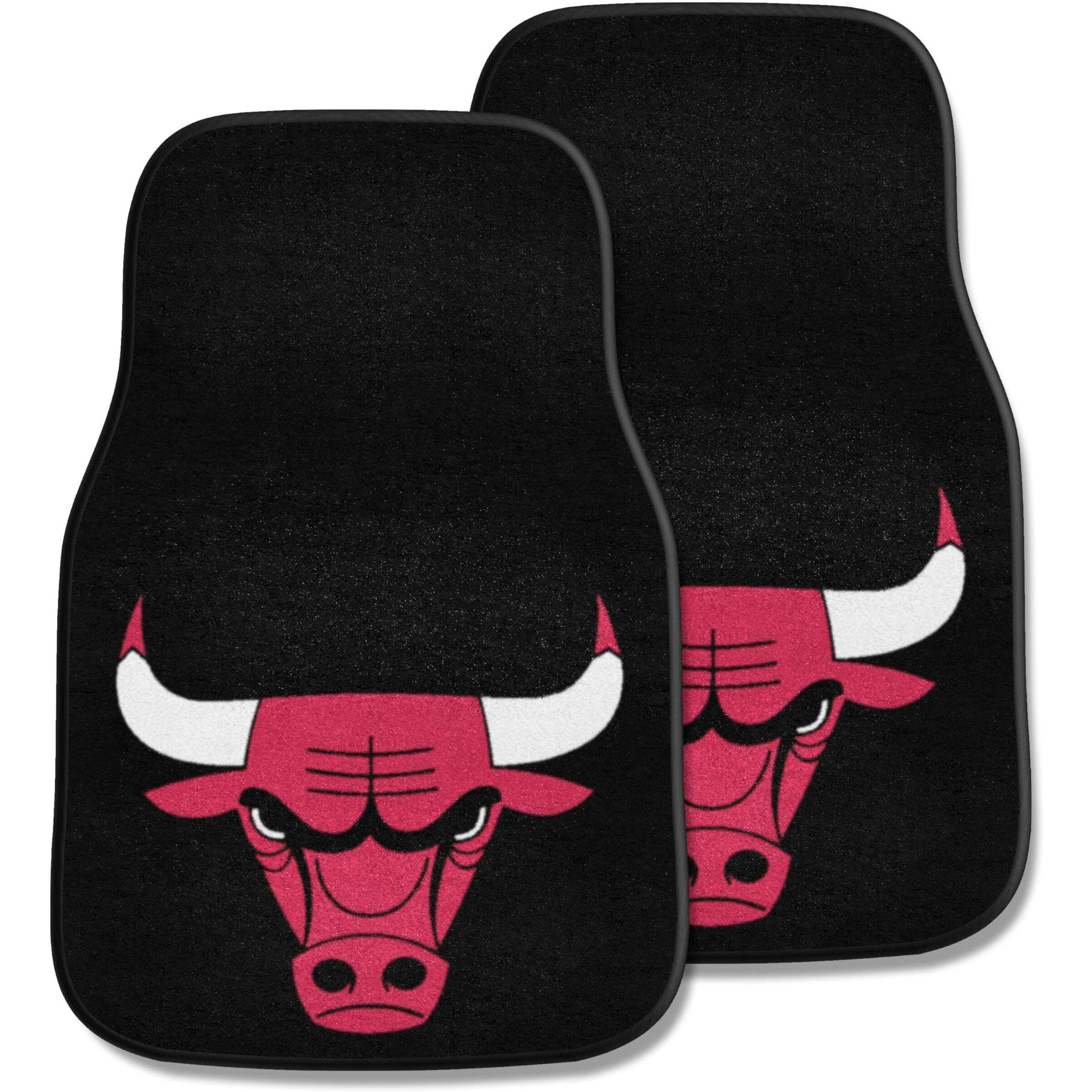 FANMATS - 9225 NBA Chicago Bulls Nylon Face 2-pc Carpet Car Mat Set, 18 x27