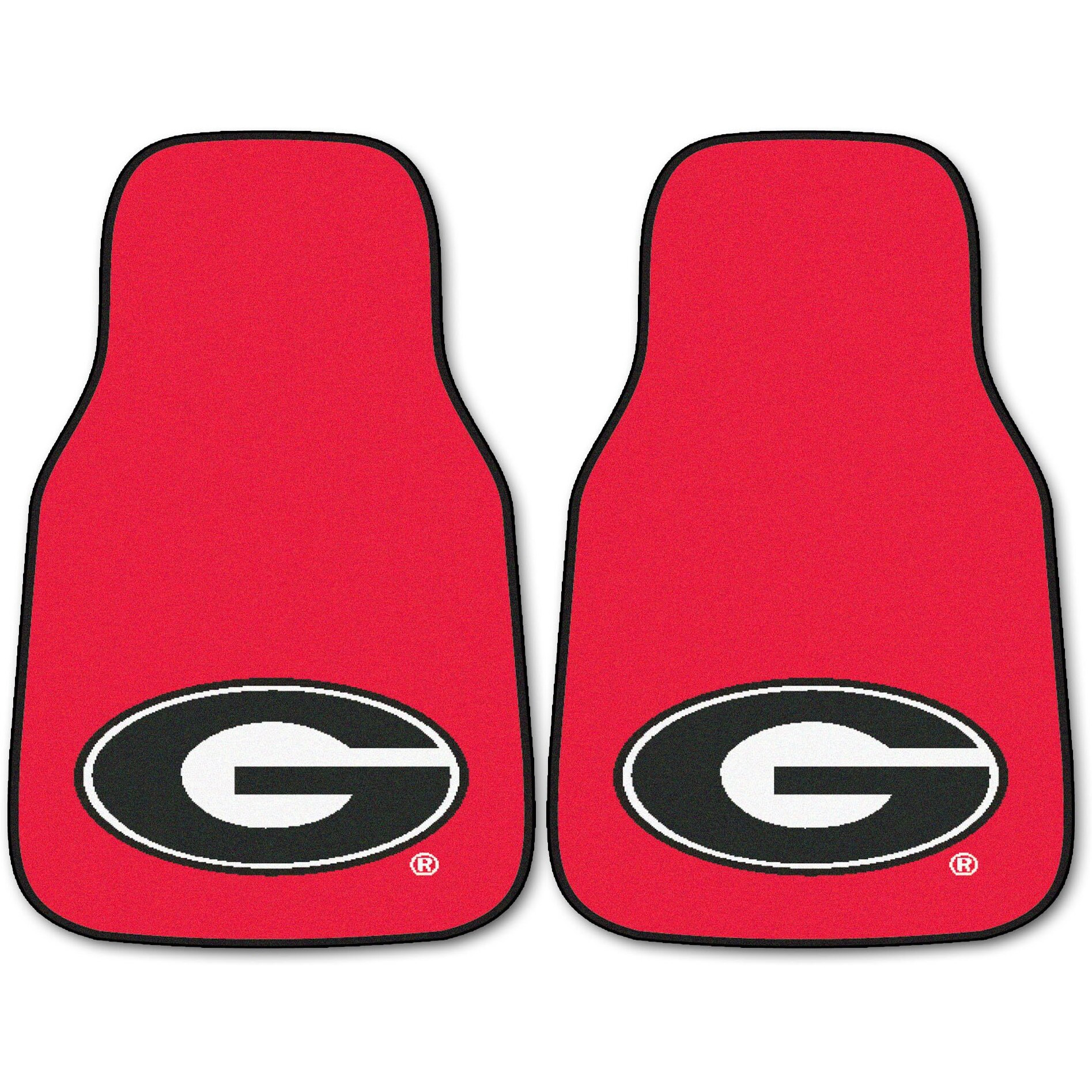 NCAA 2 Piece Novelty Car Mats NCAA Team Georgia - G Logo on Red