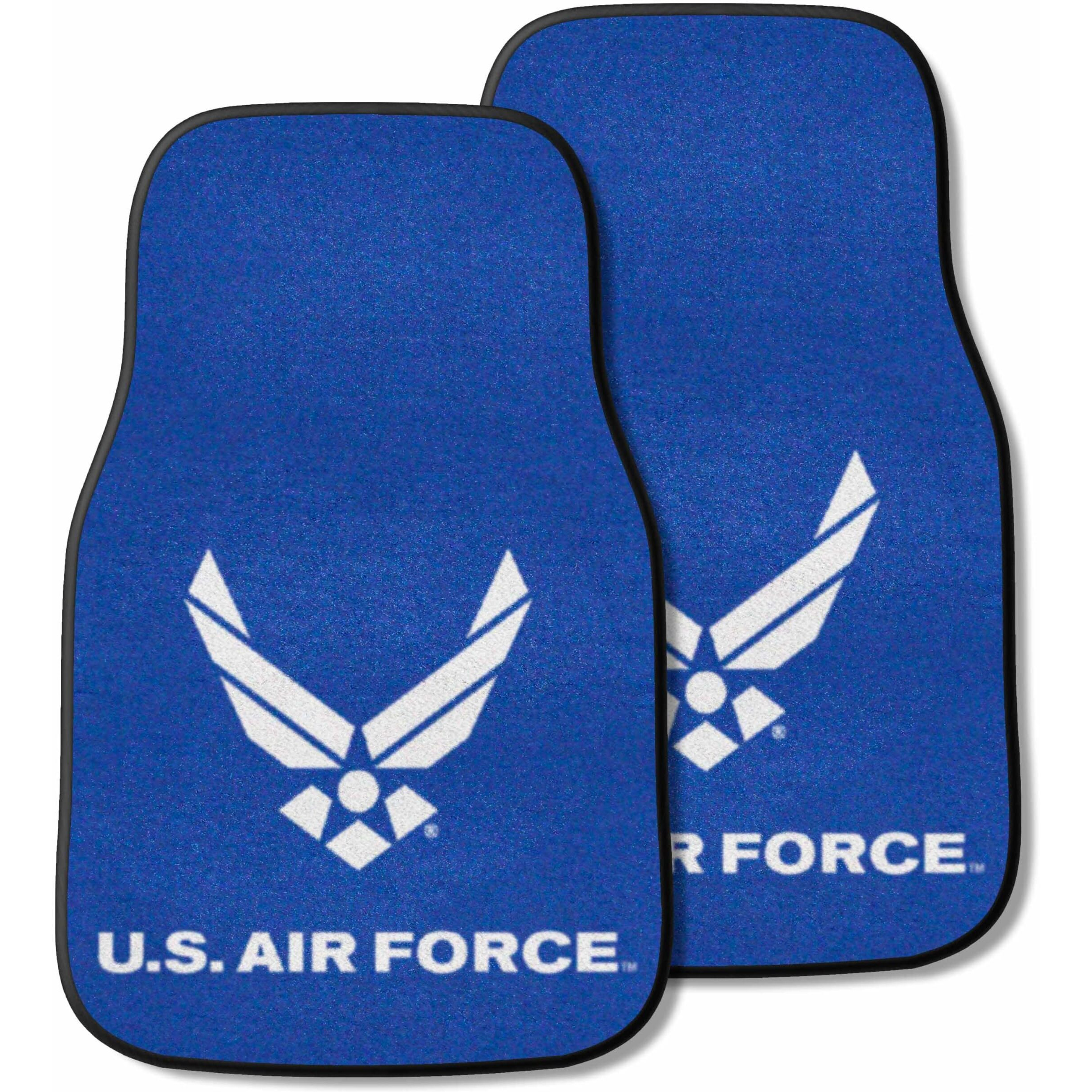 FANMATS 6553 U.S. Air Force Front 2-Piece Military Logo Carpet Car Mat Set, Front Row Automotive Floor Mats, Non-Slip Backing