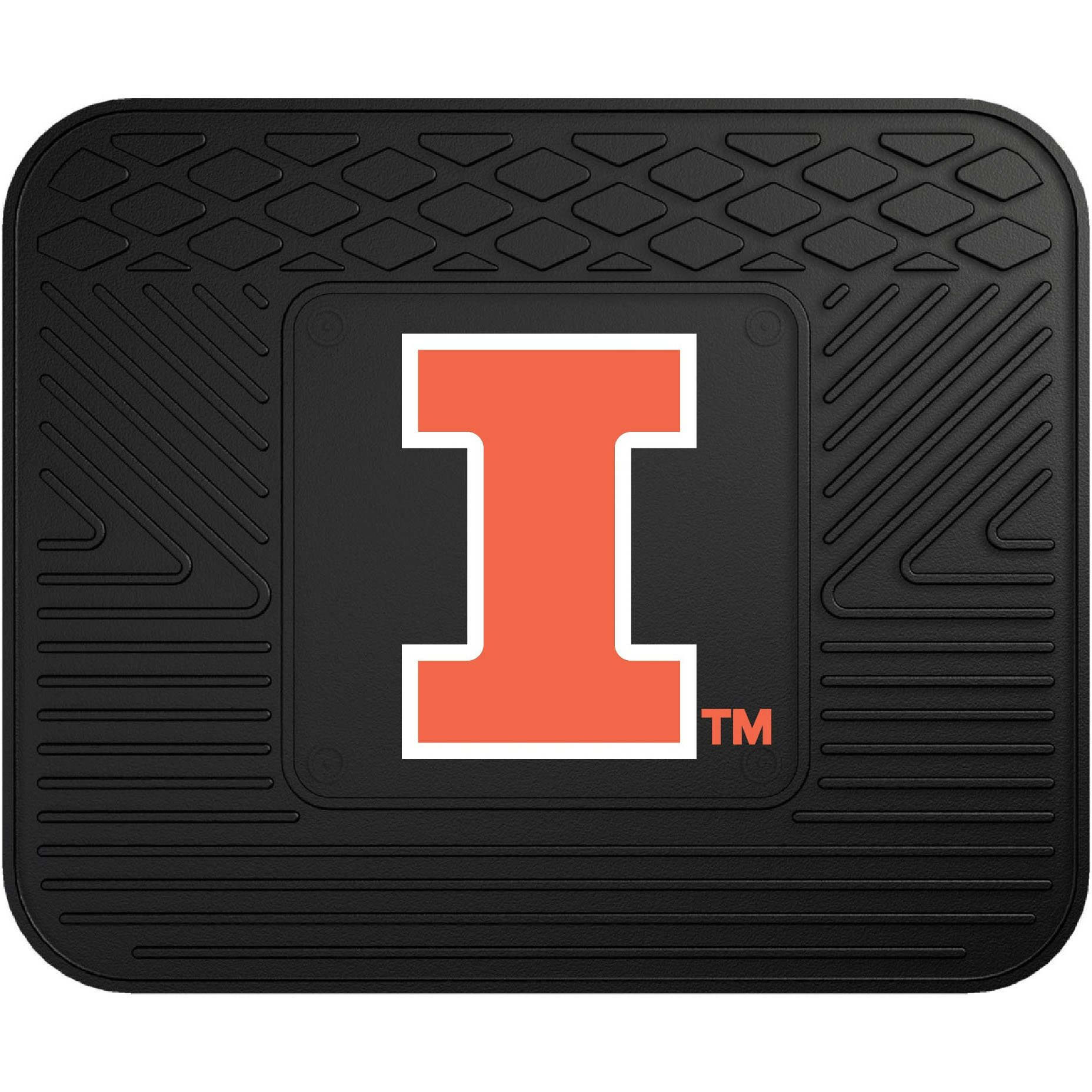 FANMATS 10071 Illinois Illini Back Row Utility Car Mat - 1 Piece - 14in. x 17in., All Weather Protection, Universal Fit, Molded Team Logo