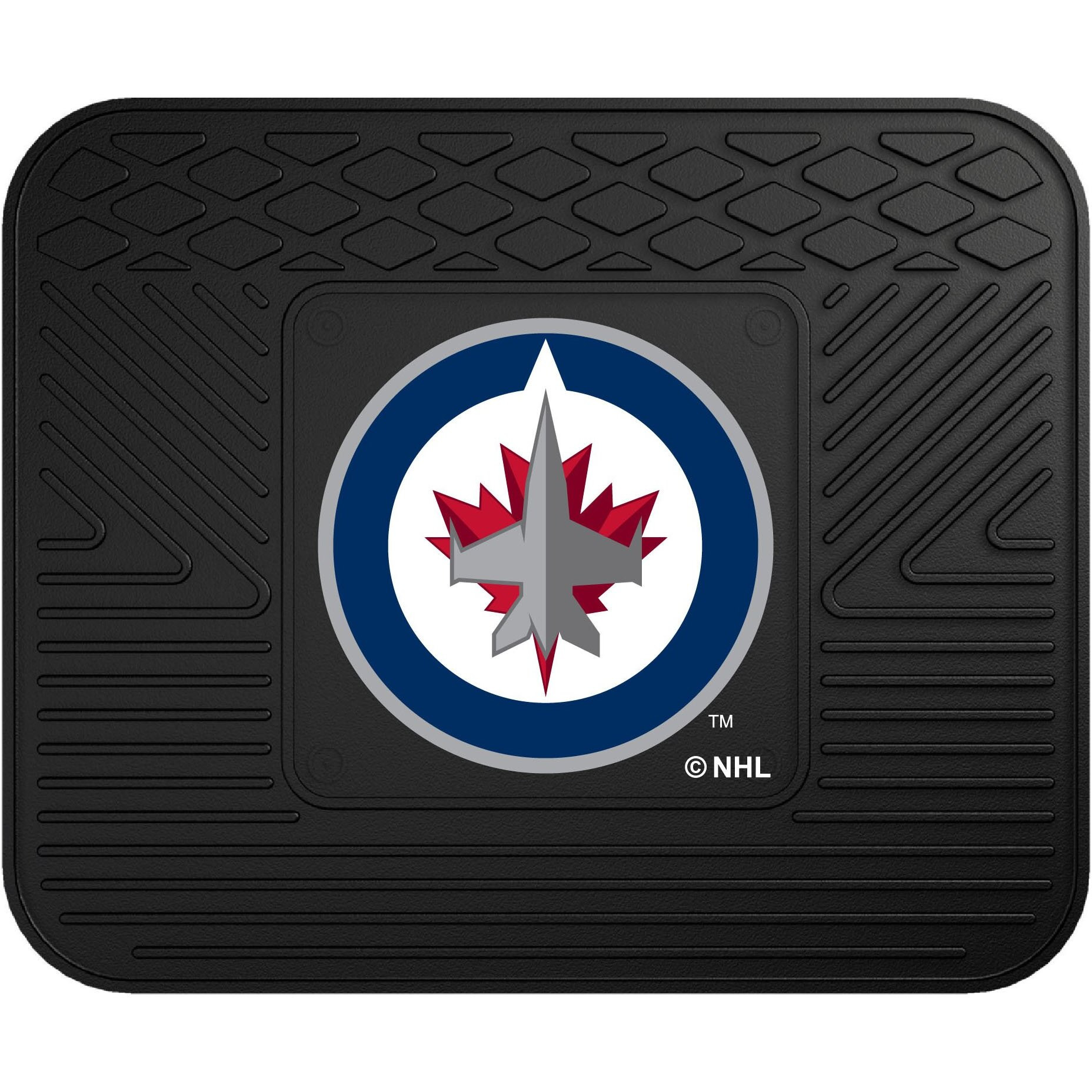 FANMATS 10759 Winnipeg Jets Back Row Utility Car Mat - 1 Piece - 14in. x 17in., All Weather Protection, Universal Fit, Molded Team Logo