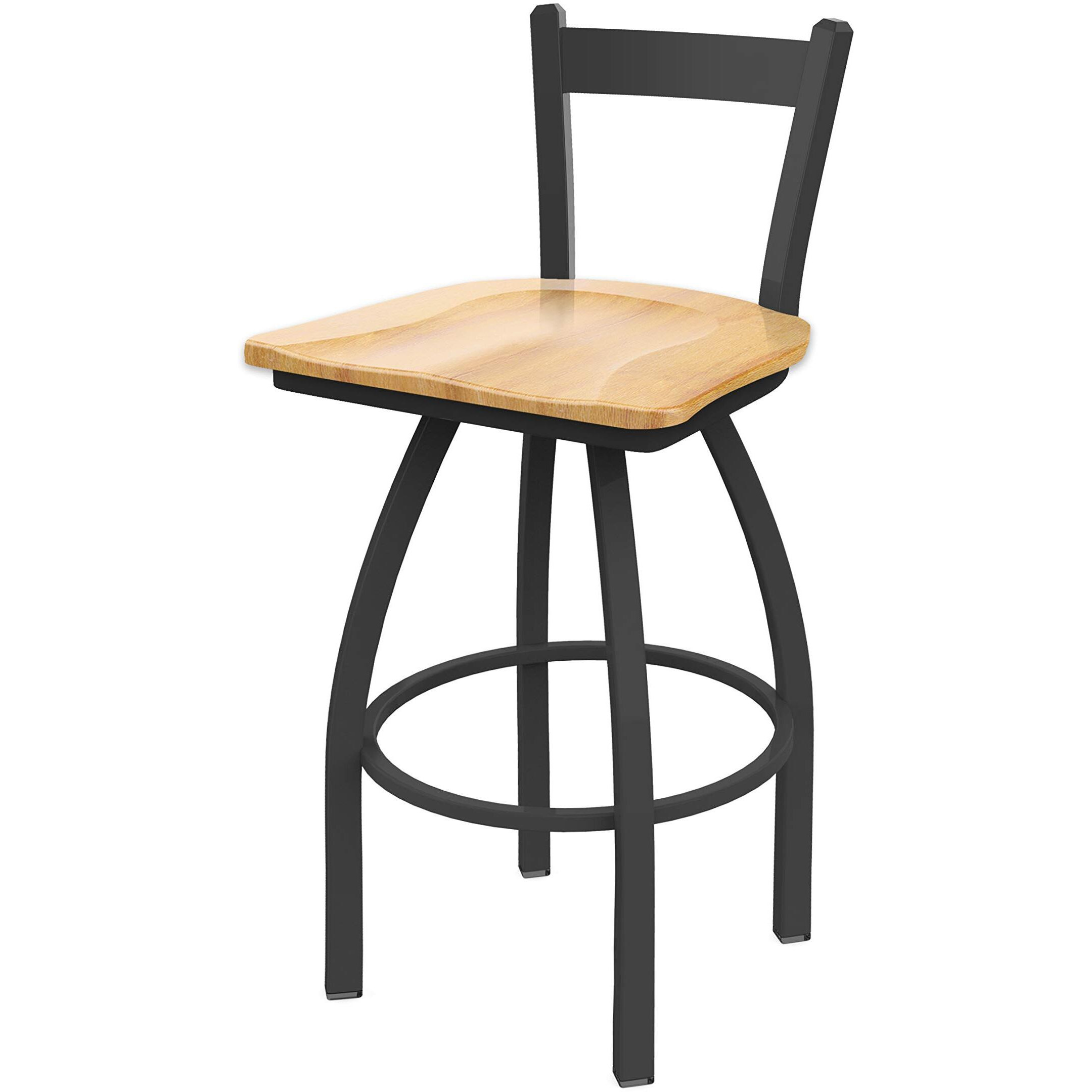 821 Catalina 25  Low Back Swivel Counter Stool with Pewter Finish and Natural Maple Seat