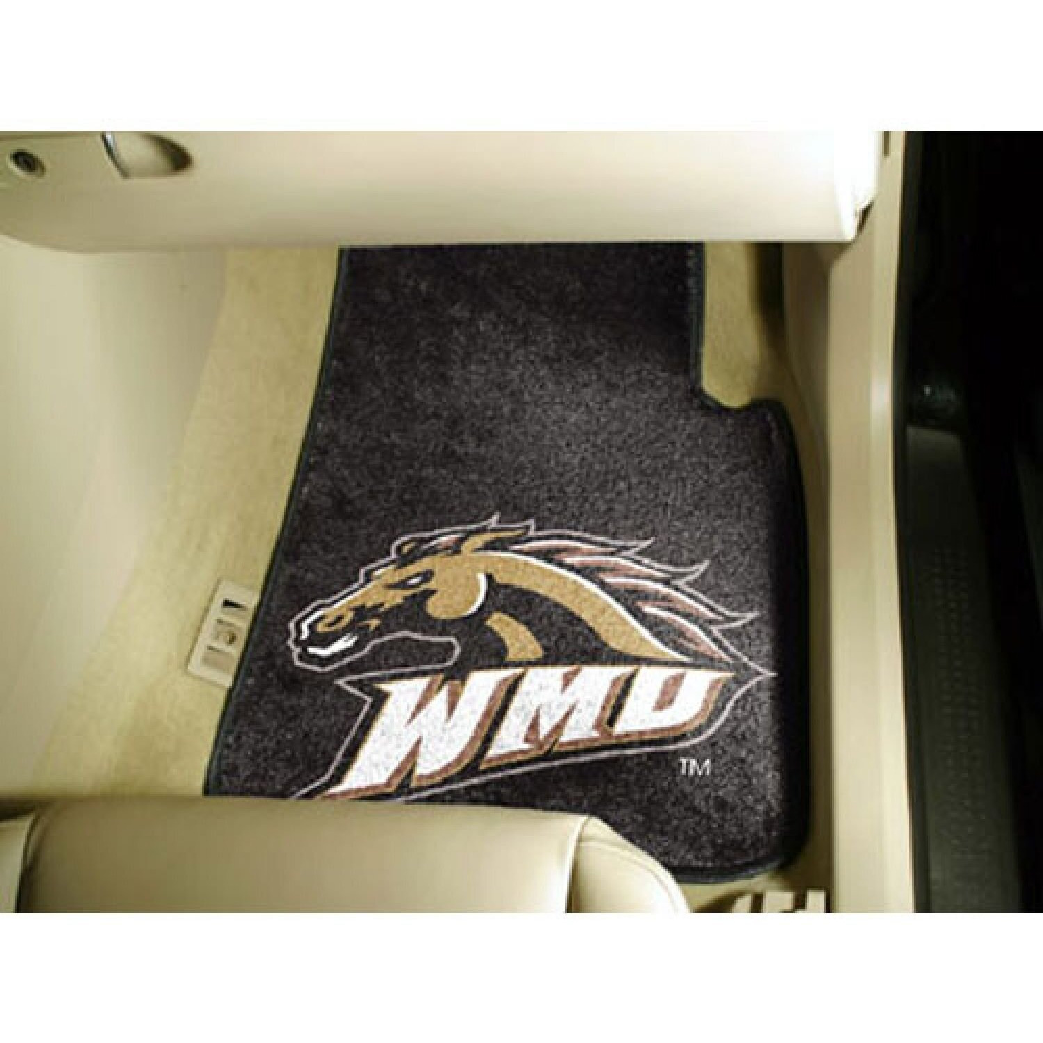 Fanmats Western Michigan Nylon Non-Skid Vinyl Backing Carpeted Car Mats 18 x27 , Set of 2