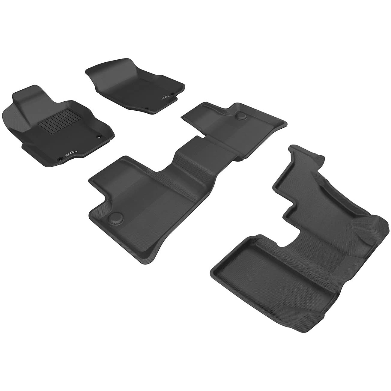 3D MAXpider Complete Set Custom Fit All-Weather Floor Mat for Select Mercedes-Benz GL-Class Models - Kagu Rubber (Black)