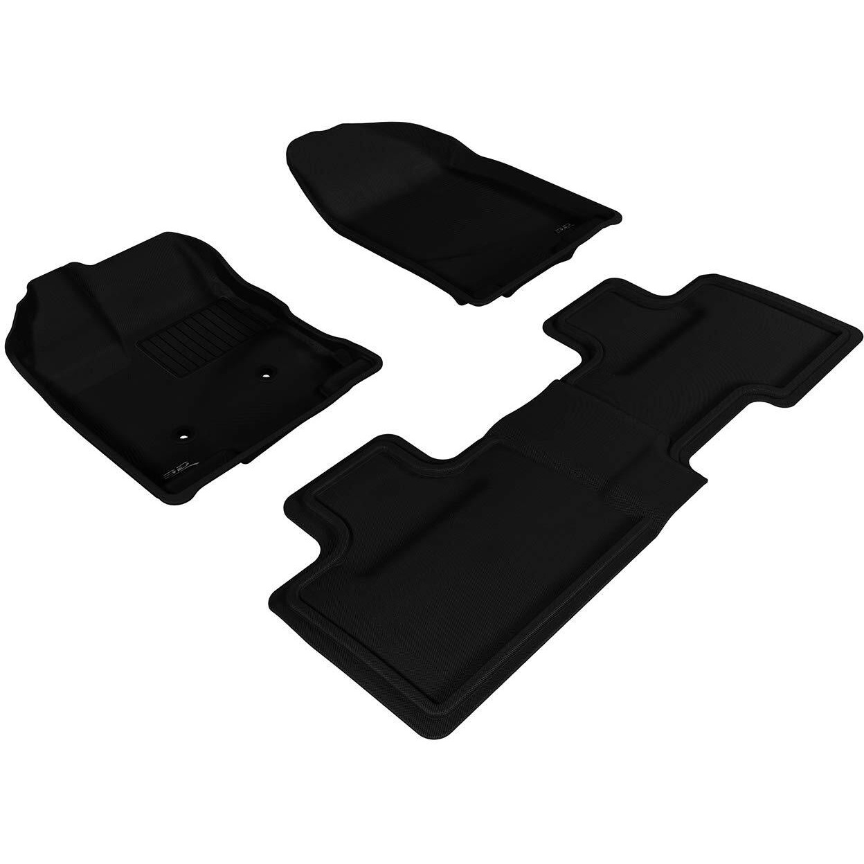 3D MAXpider Custom Fit Kagu Floor Mat (Black) Compatible with Ford Edge 2007-2014 - Full Set