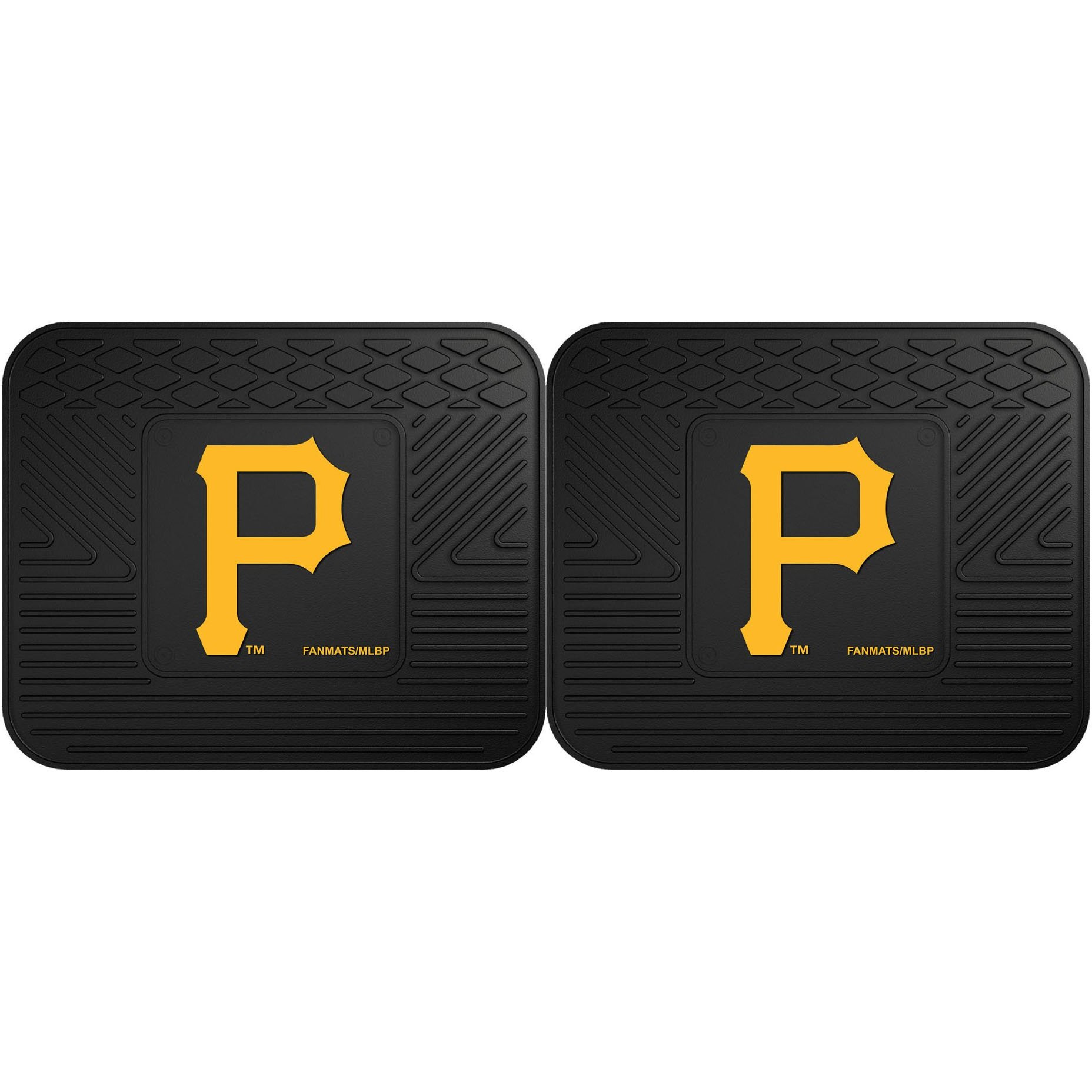 FANMATS 12341 MLB Pittsburgh Pirates Back Row Utility Car Mats - 2 Piece Set, 14in. x 17in., All Weather Protection, Universal Fit, Deep Resevoir Design, Molded Team Logo