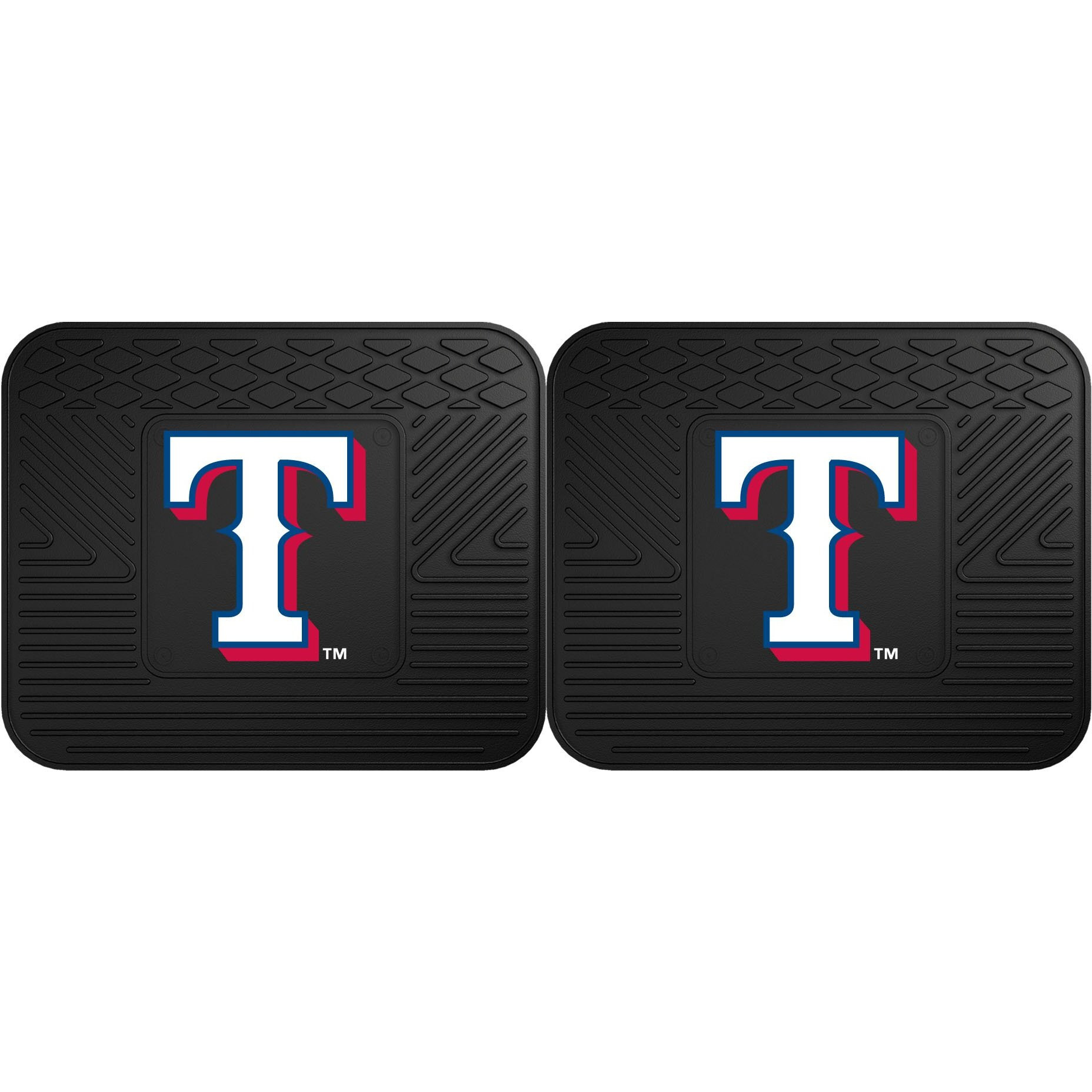 FANMATS 12346 MLB Texas Rangers Back Row Utility Car Mats - 2 Piece Set, 14in. x 17in., All Weather Protection, Universal Fit, Deep Resevoir Design, Molded Team Logo