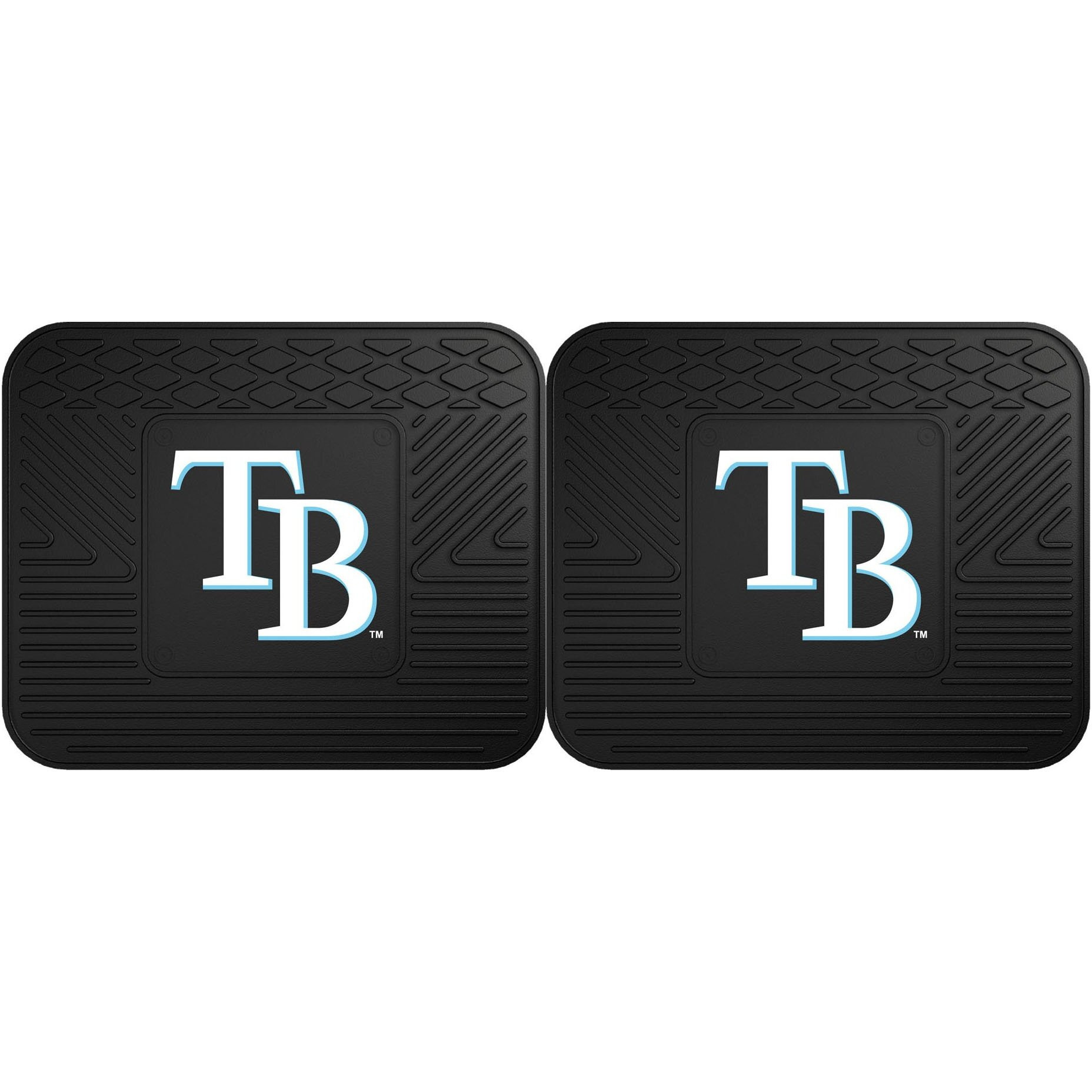 FANMATS 12345 MLB Tampa Bay Rays Back Row Utility Car Mats - 2 Piece Set, 14in. x 17in., All Weather Protection, Universal Fit, Deep Resevoir Design, Molded Team Logo