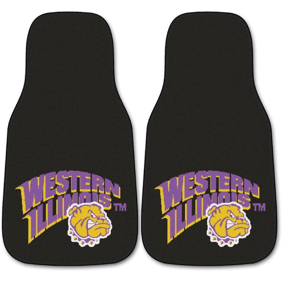 FANMATS 5513 Western Illinois Leathernecks Front 2-Piece Team Logo Carpet Car Mat Set, Front Row Automotive Floor Mats, Non-Slip Backing, Team Colors