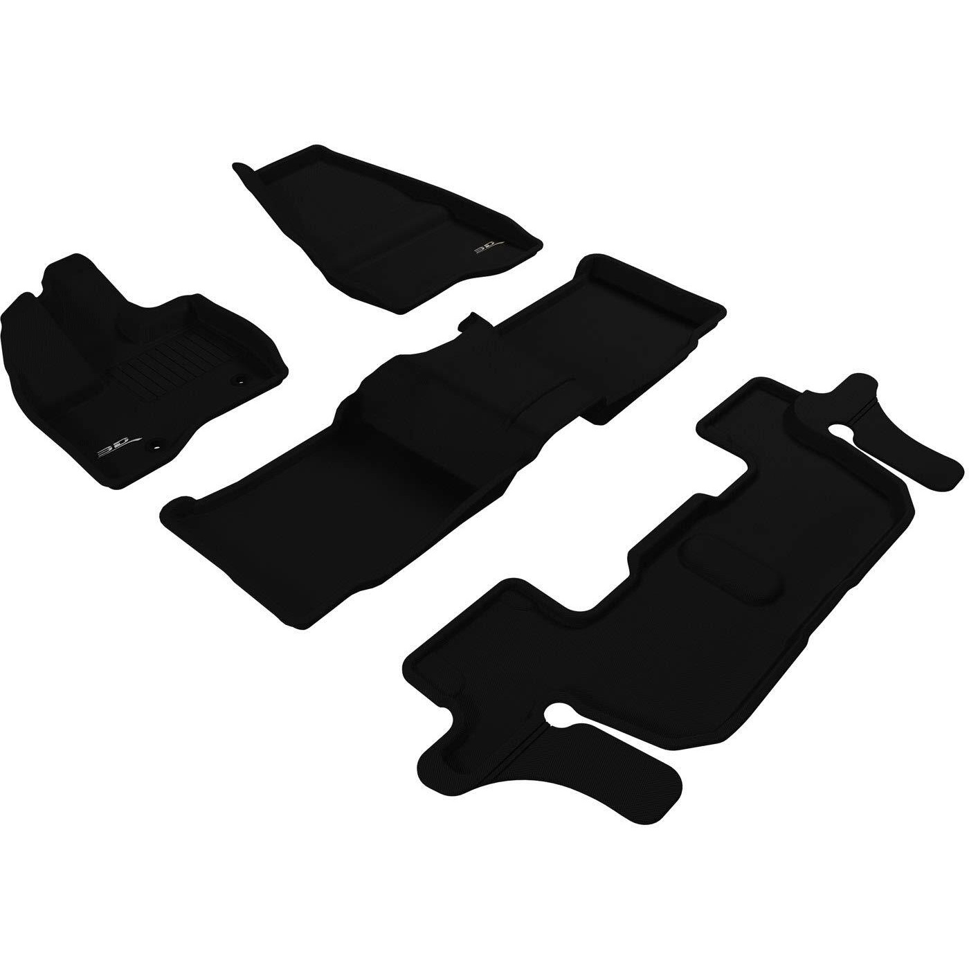 3D MAXpider Custom Fit Kagu Floor Mat (Black) Compatible with Ford Explorer 2011-2014 (w/Bench 2nd Row) - Full Set