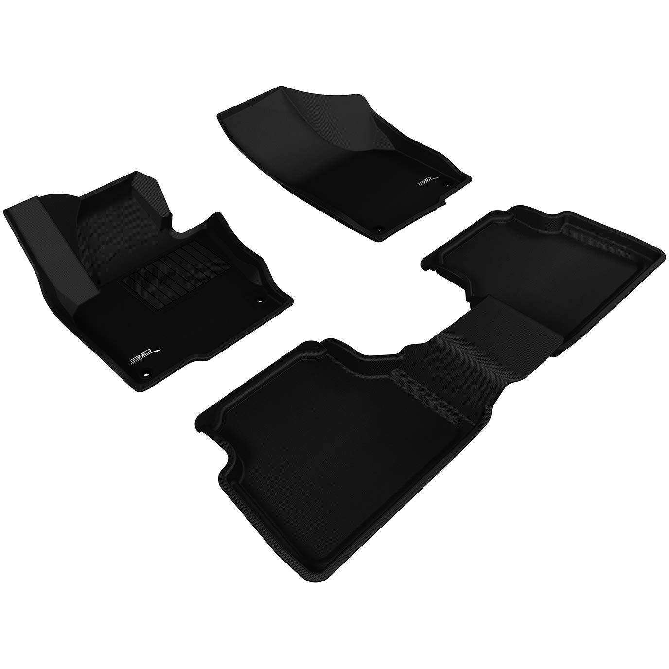 3D MAXpider L1VW02101509 All-Weather Floor Mats for Volkswagen Tiguan 2009-2017 / Tiguan Limited 2018-2019 Custom Fit Car Floor Liners, Kagu Series (1st & 2nd Row, Black)