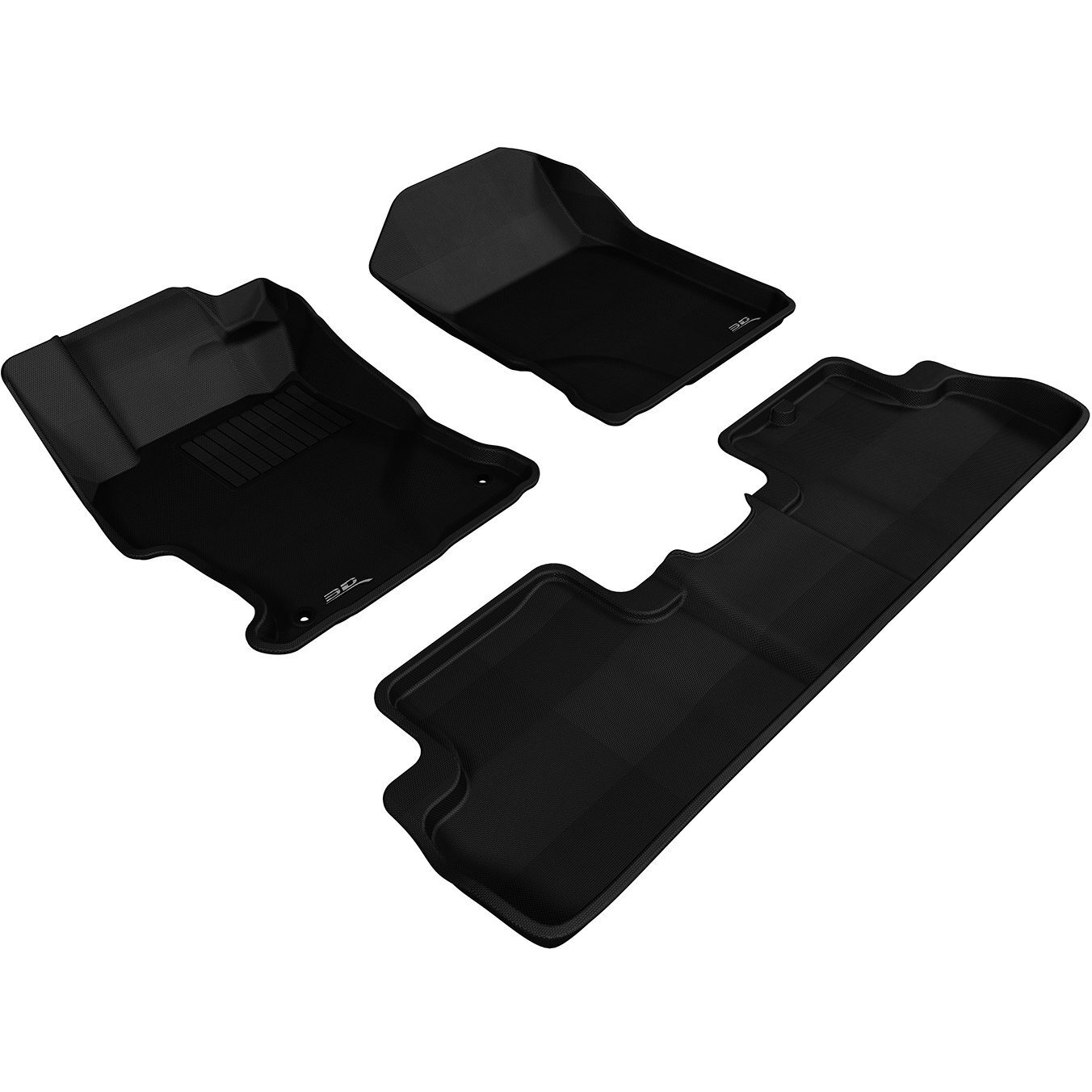 3D MAXpider Complete Set Custom Fit All-Weather Floor Mat for Select Honda Civic Models - Kagu Rubber (Black)