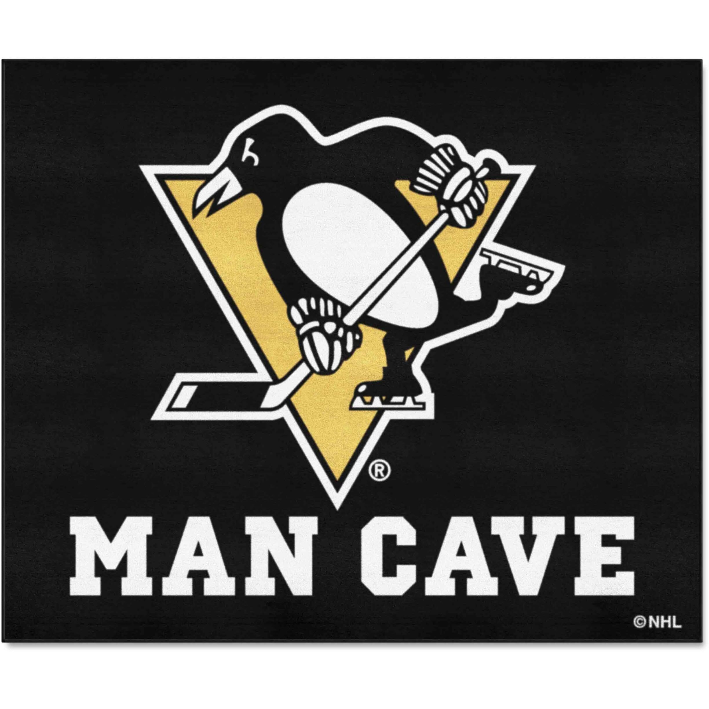 FANMATS 14480 Pittsburgh Penguins Man Cave Tailgater Rug - 5ft. x 6ft. Sports Fan Area Rug, Home Decor Rug and Tailgating Mat