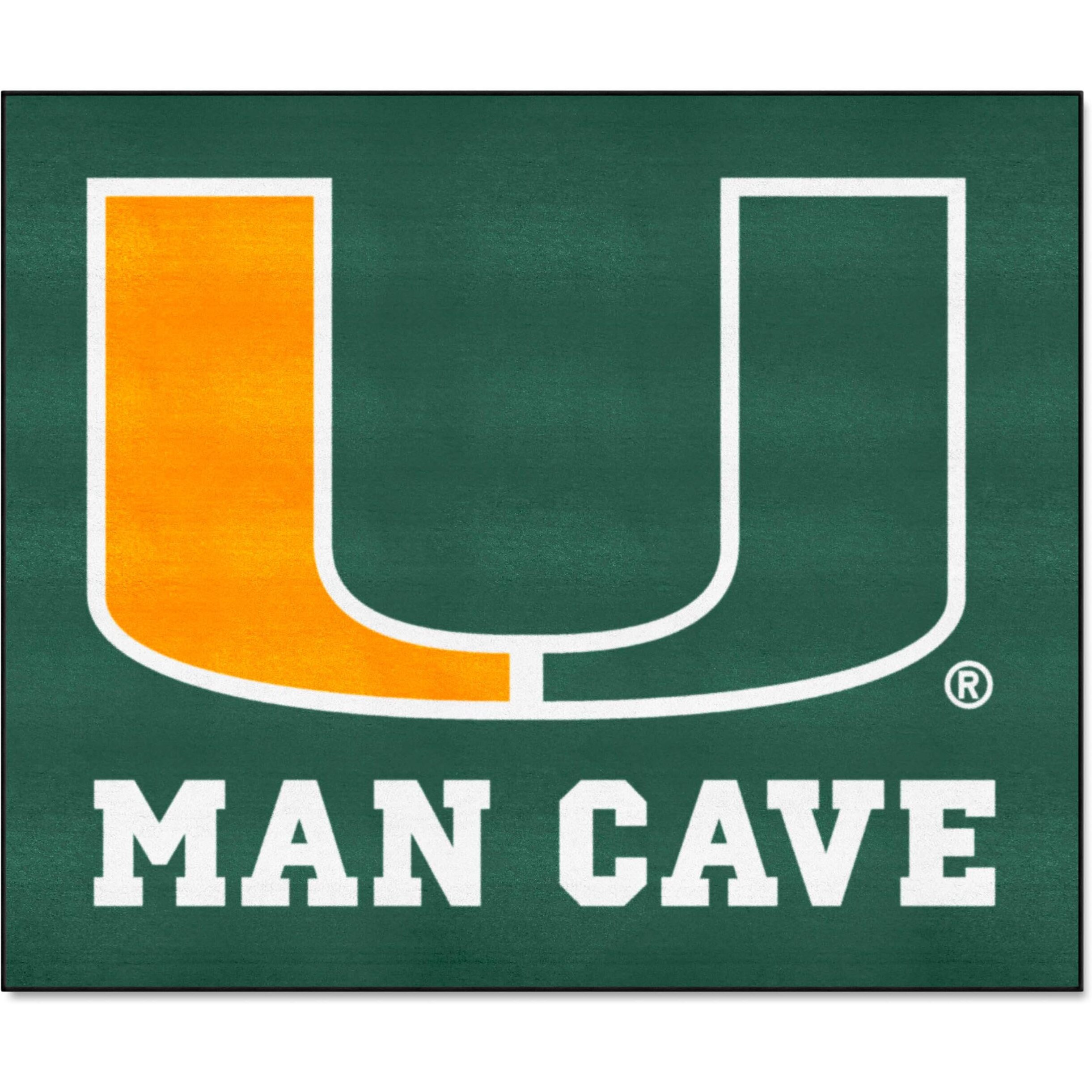 FANMATS 14666 Miami Hurricanes Man Cave Tailgater Rug - 5ft. x 6ft. Sports Fan Area Rug, Home Decor Rug and Tailgating Mat