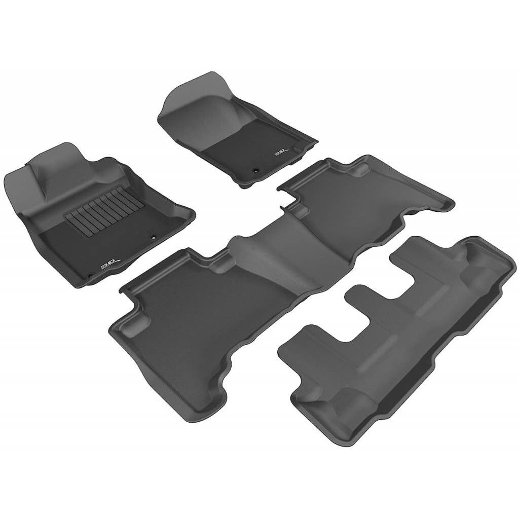 3D MAXpider Custom Fit Kagu Floor Mat (Black) Compatible with Toyota 4Runner 7-Seat 2013-2024 - Full Set