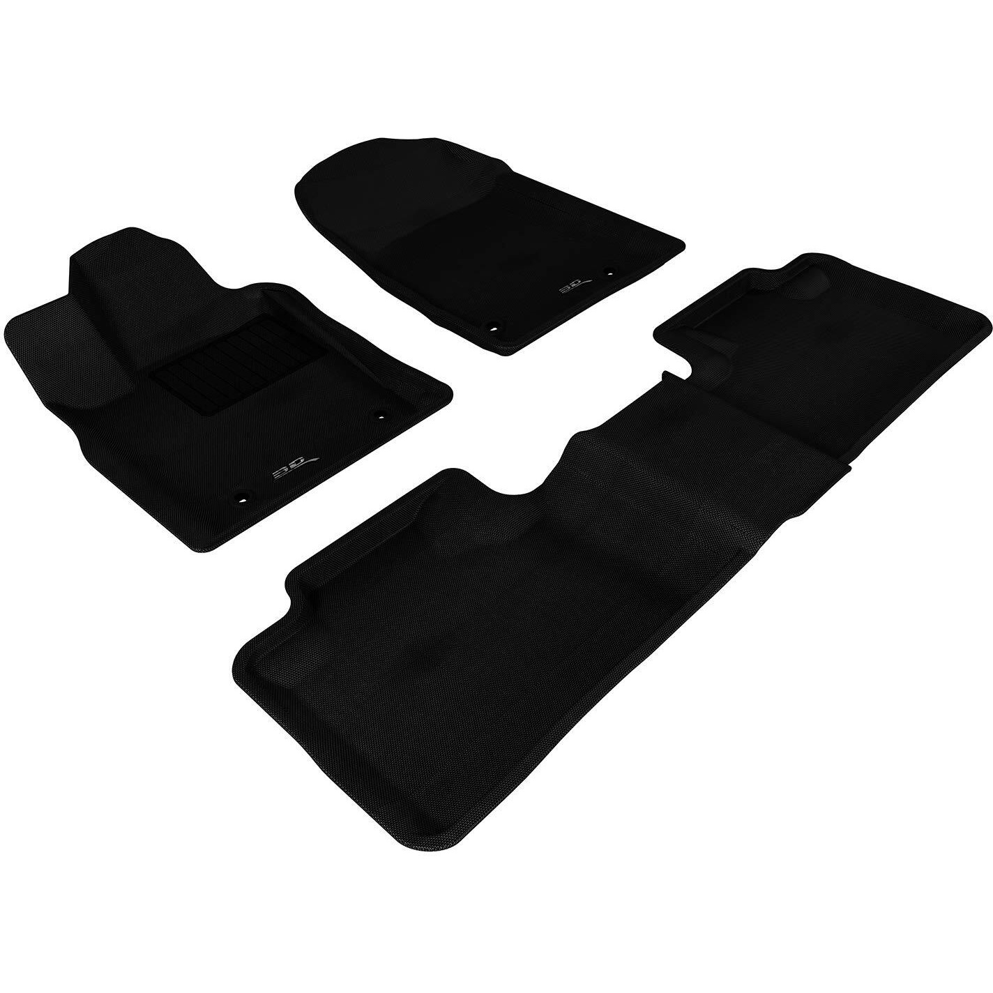 3D MAXpider Custom Fit Kagu Floor Mat (Black) Compatible with Dodge Durango 5-Seat 2012-2024 (2 Posts on Front Passenger's Floor) - Full Set