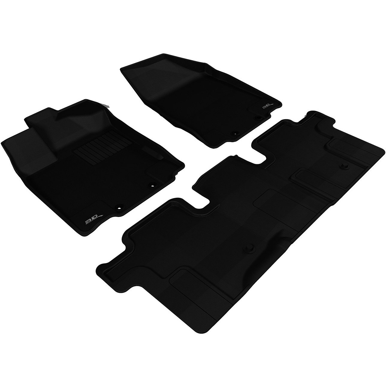 3D MAXpider Custom Fit Kagu Floor Mat (Black) Compatible with Nissan Pathfinder 2013-2020 - First & Second Row