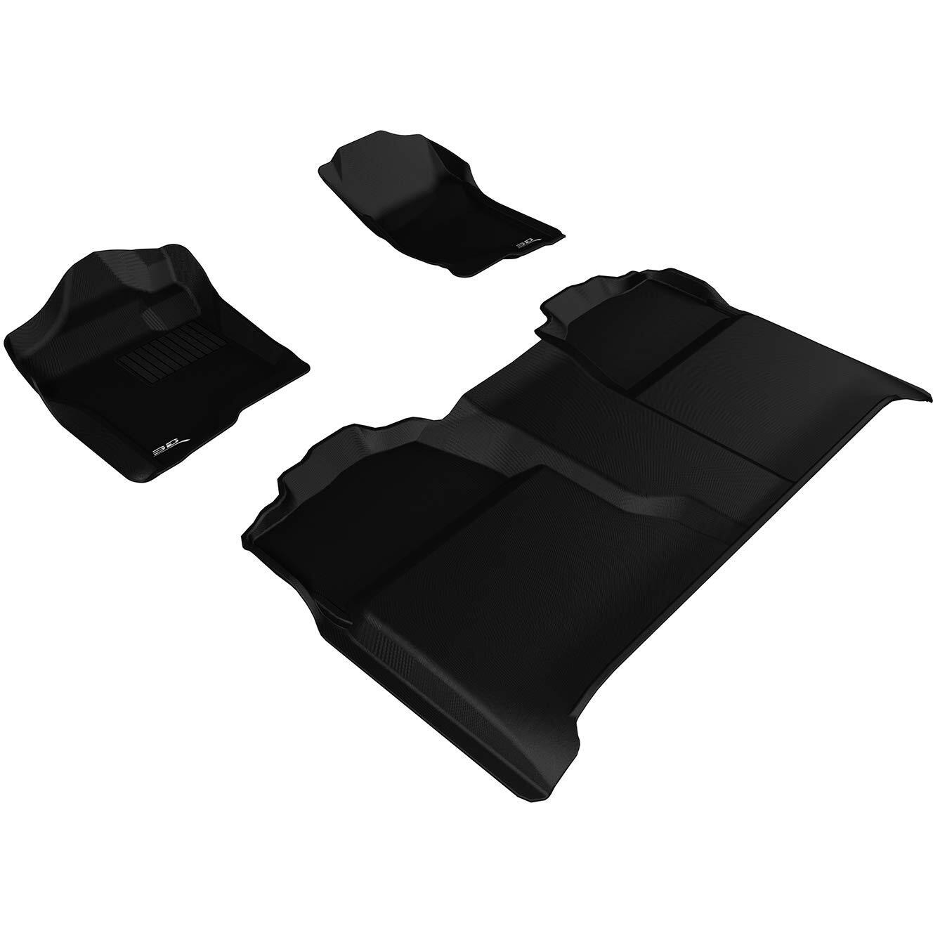 3D MAXpider - L1CH04701509 Complete Set Custom Fit All-Weather Floor Mat for Select Chevrolet Silverado Models - Kagu Rubber (Black)