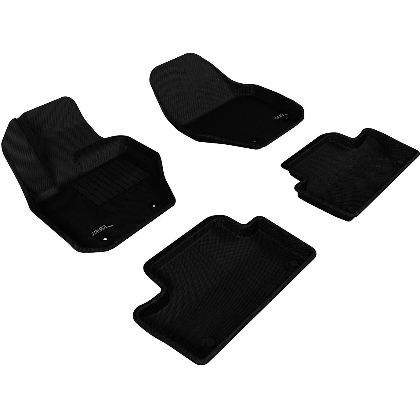 3D MAXpider - L1VV01501509 All-Weather Floor Mats for Volvo XC60 2010-2017 Custom Fit Car Floor Liners, Kagu Series (1st & 2nd Row, Black)