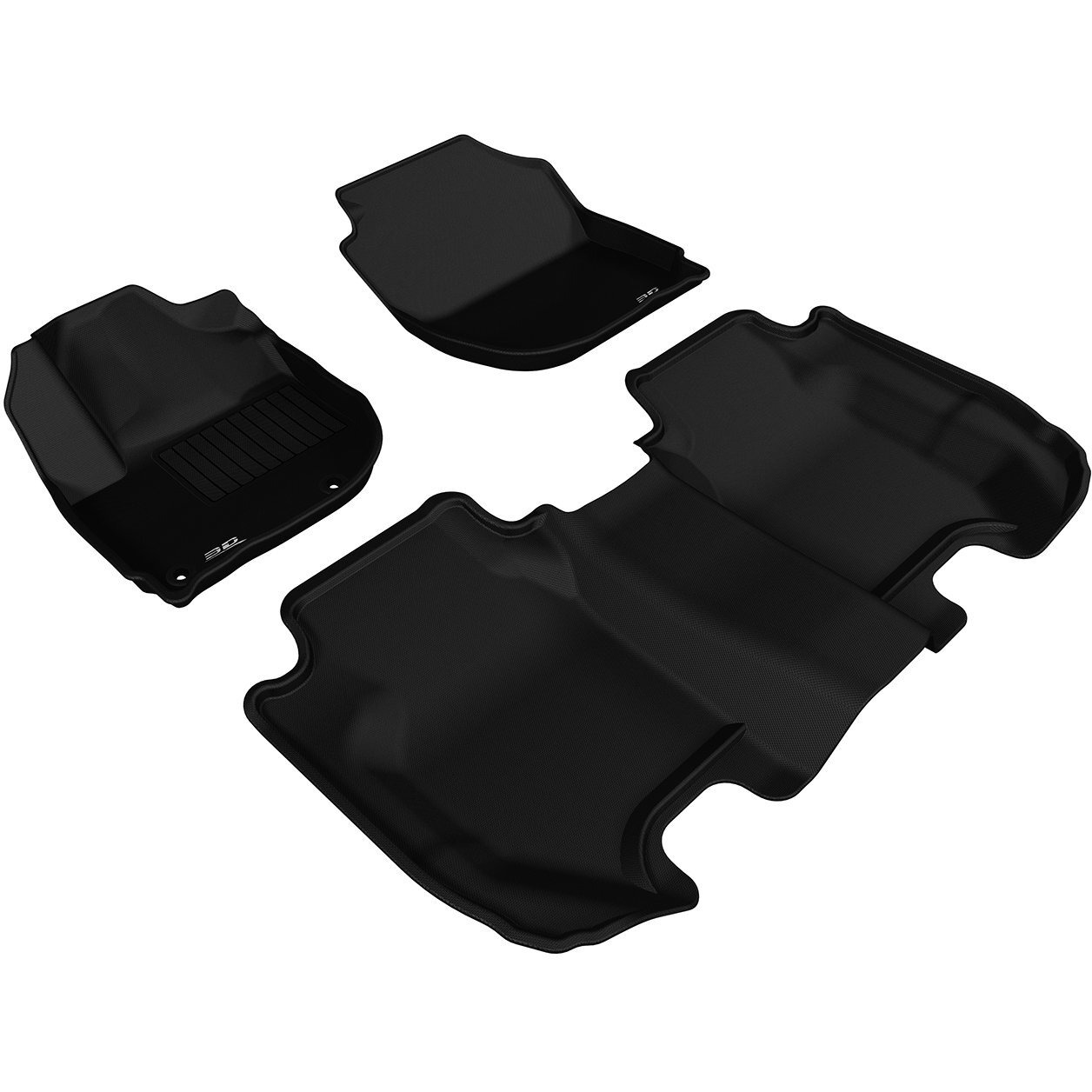 3D MAXpider L1HD05501509 Honda Fit 2015-2020 Custom Fit All-Weather Car Floor Mats Liners, Kagu Series (1st & 2nd Row, Black)