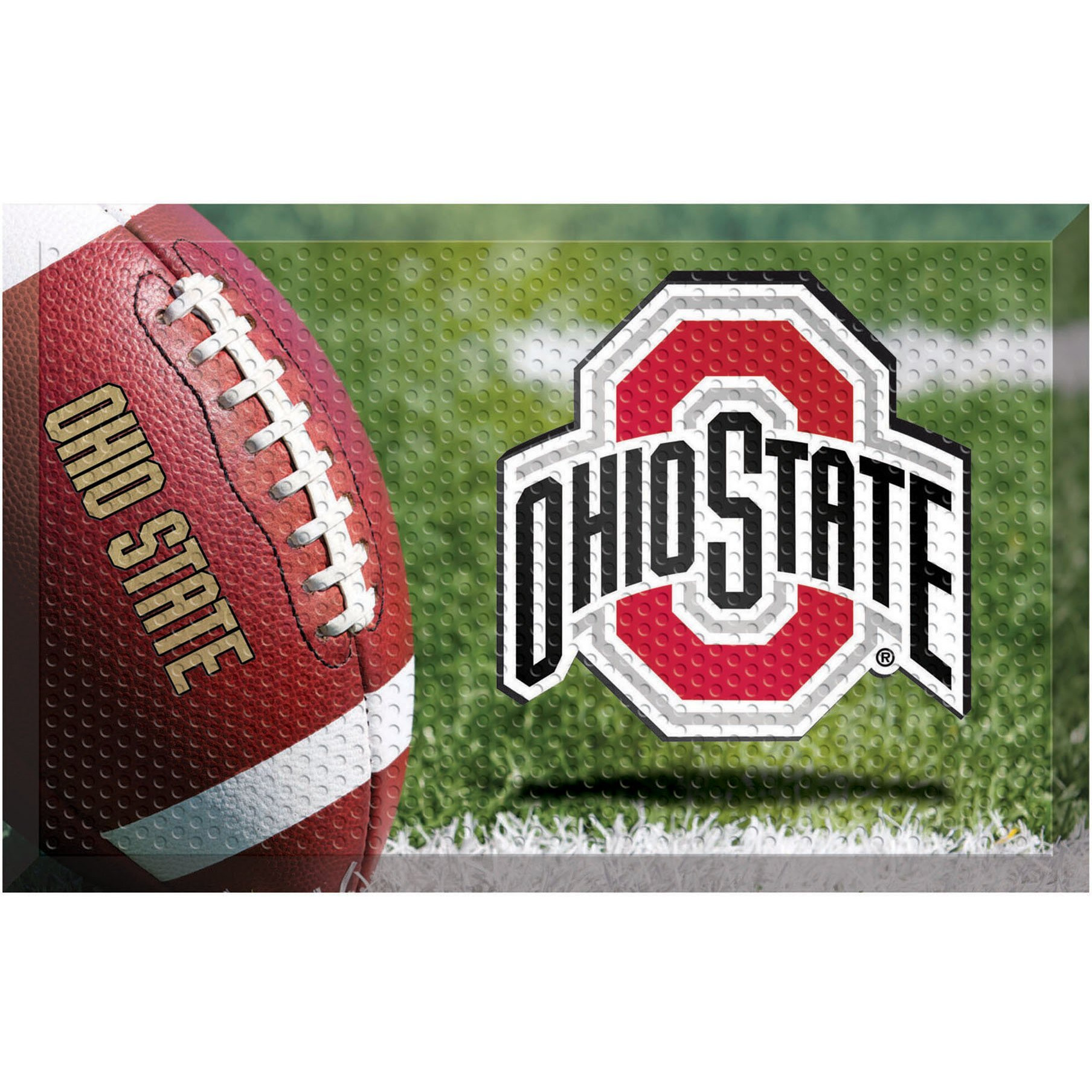 FANMATS 19196 Ohio State Buckeyes Rubber Scraper Door Mat