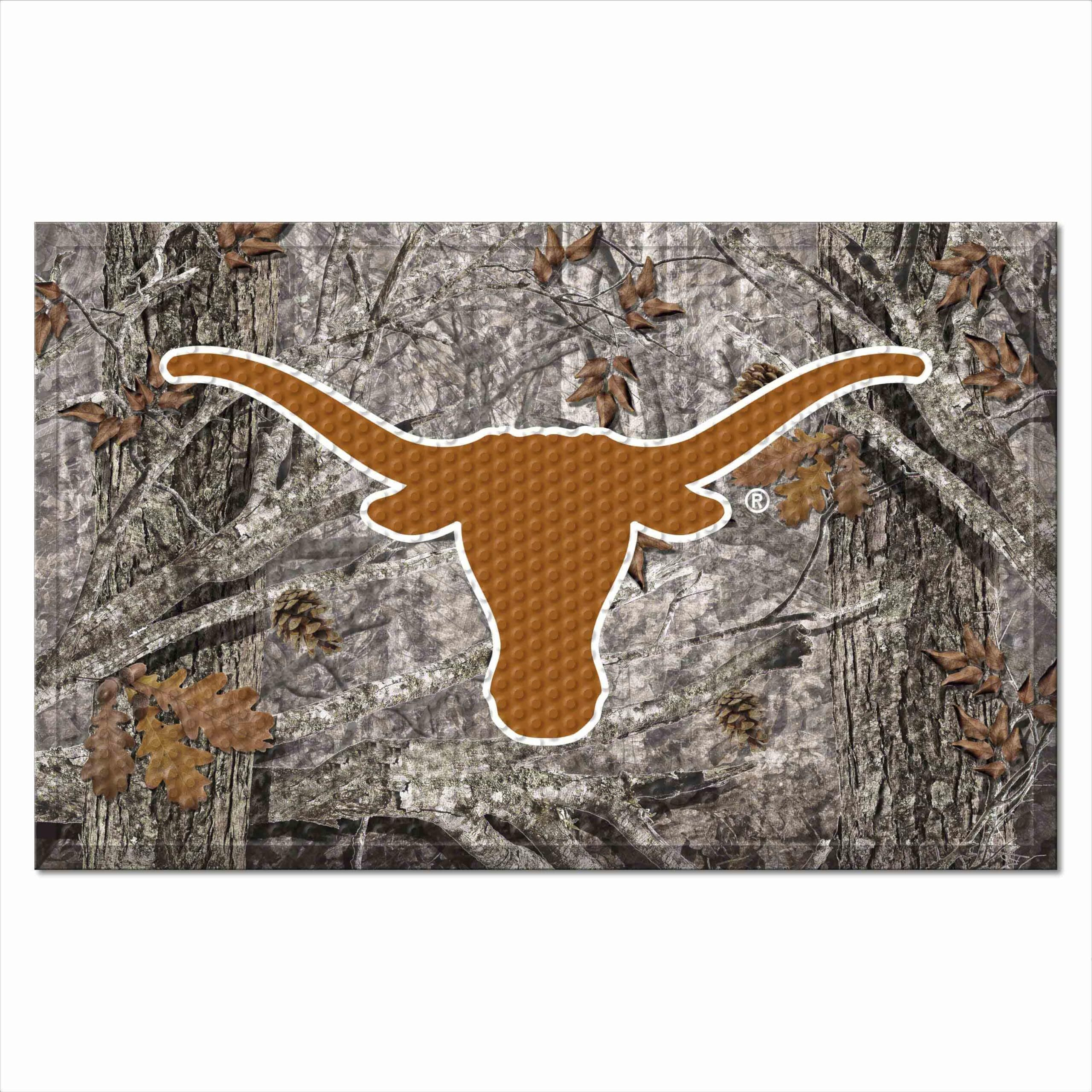 FANMATS 19235 Texas Longhorns Rubber Scraper Door Mat, Camo Color