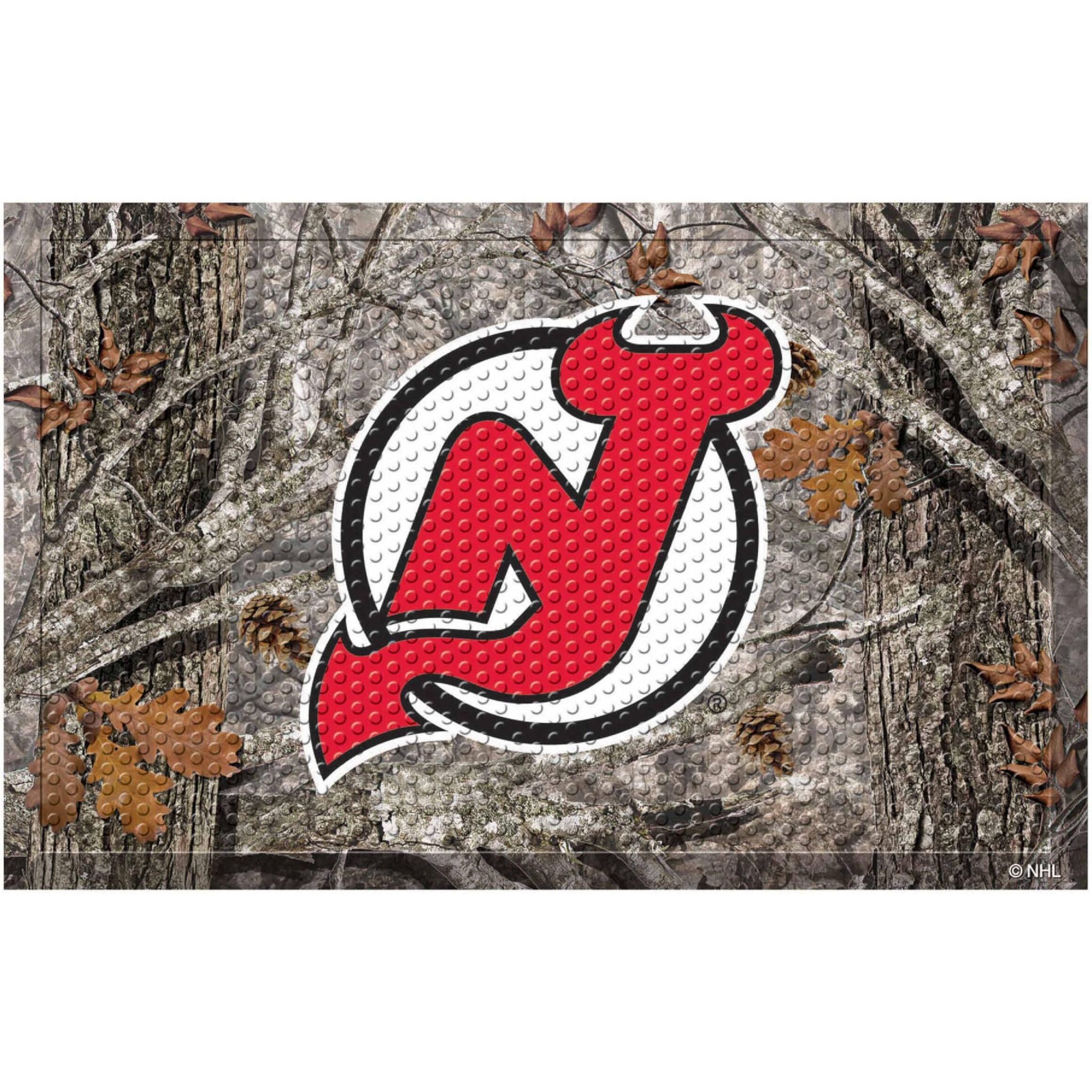 FANMATS 19157 New Jersey Devils Rubber Scraper Door Mat, Camo Color