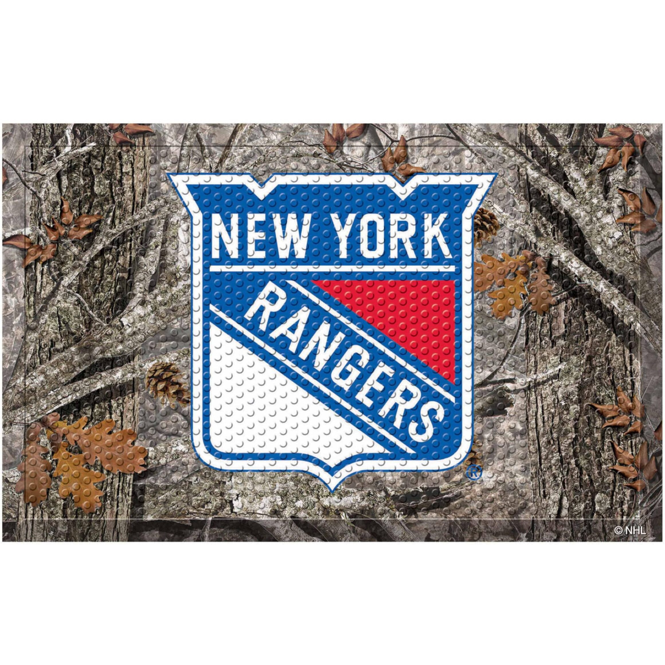 FANMATS 19161 New York Rangers Rubber Scraper Door Mat, Camo Color