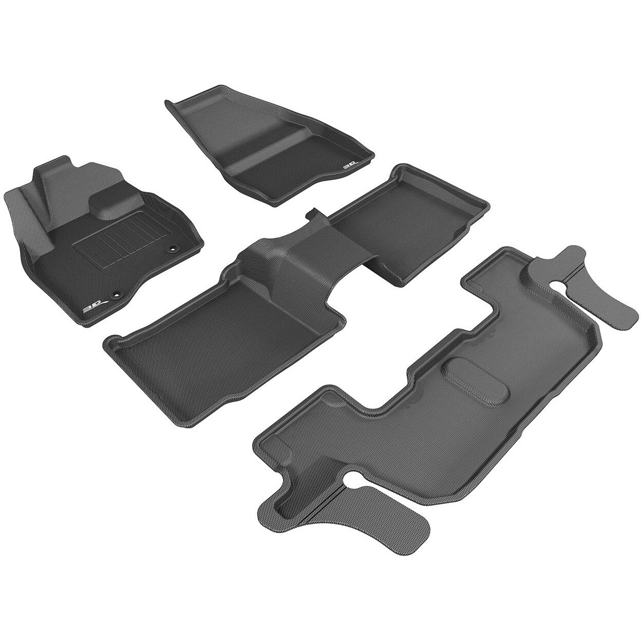 3D MAXpider Custom Fit Kagu Floor Mat (Black) Compatible with Ford Explorer 2015-2016 (w/ 2nd Row Bucket Seat w/Center Console) - Full Set