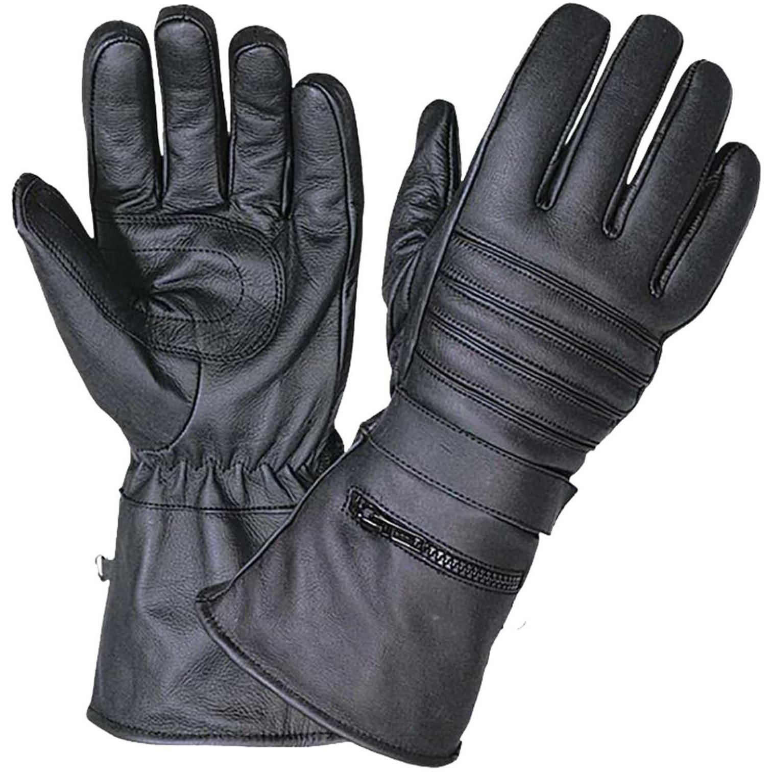 Men's Motorcycle Gauntlet Gloves with Rain Cover,Black,Size - Large