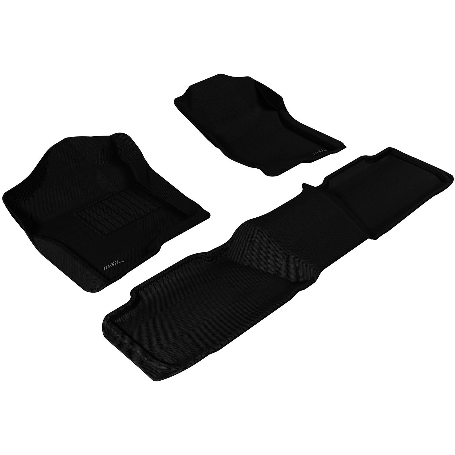 3D MAXpider Custom Fit Kagu Floor Mat (Black) for 2007-2014 GMC Yukon - 1ST Row 2ND Row