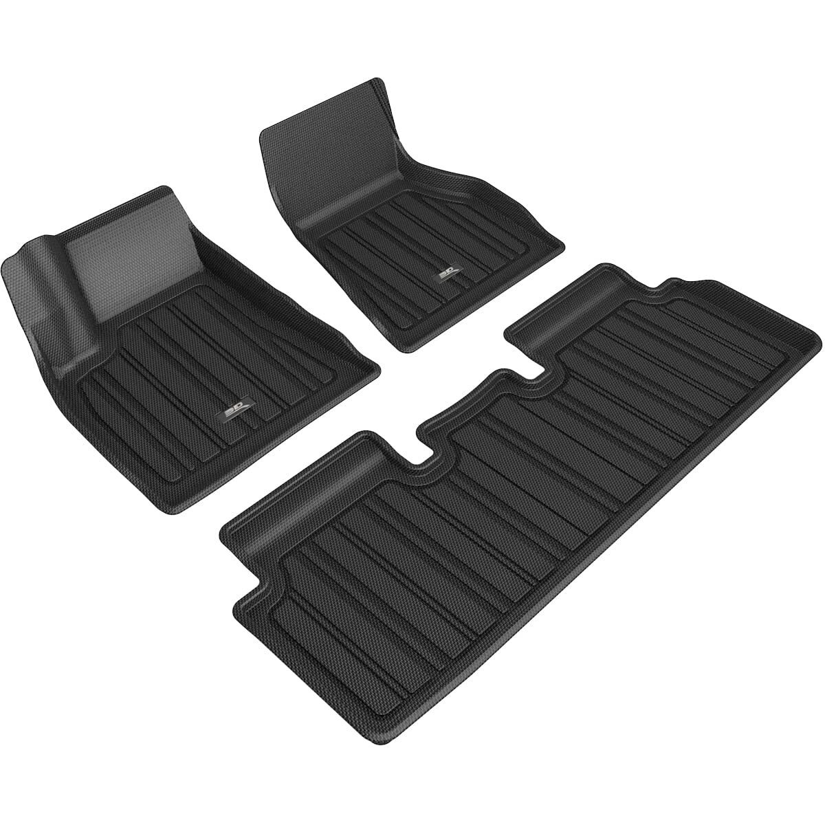 3D MAXpider Custom Fit Elitect Floor Mat (Black) Compatible with Tesla Model S 2020-2021 - Full Set