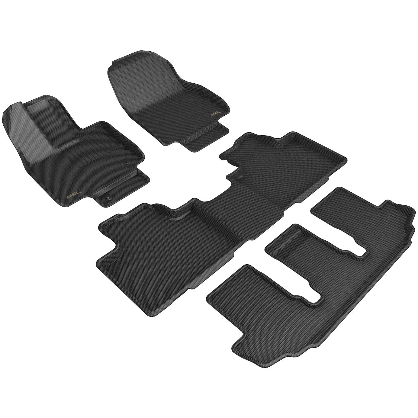 3D MAXpider Custom Fit Kagu Floor Mat (Black) Compatible with Toyota Highlander Hybrid (2nd Row Bench Seat) 2020-2024 - Full Set