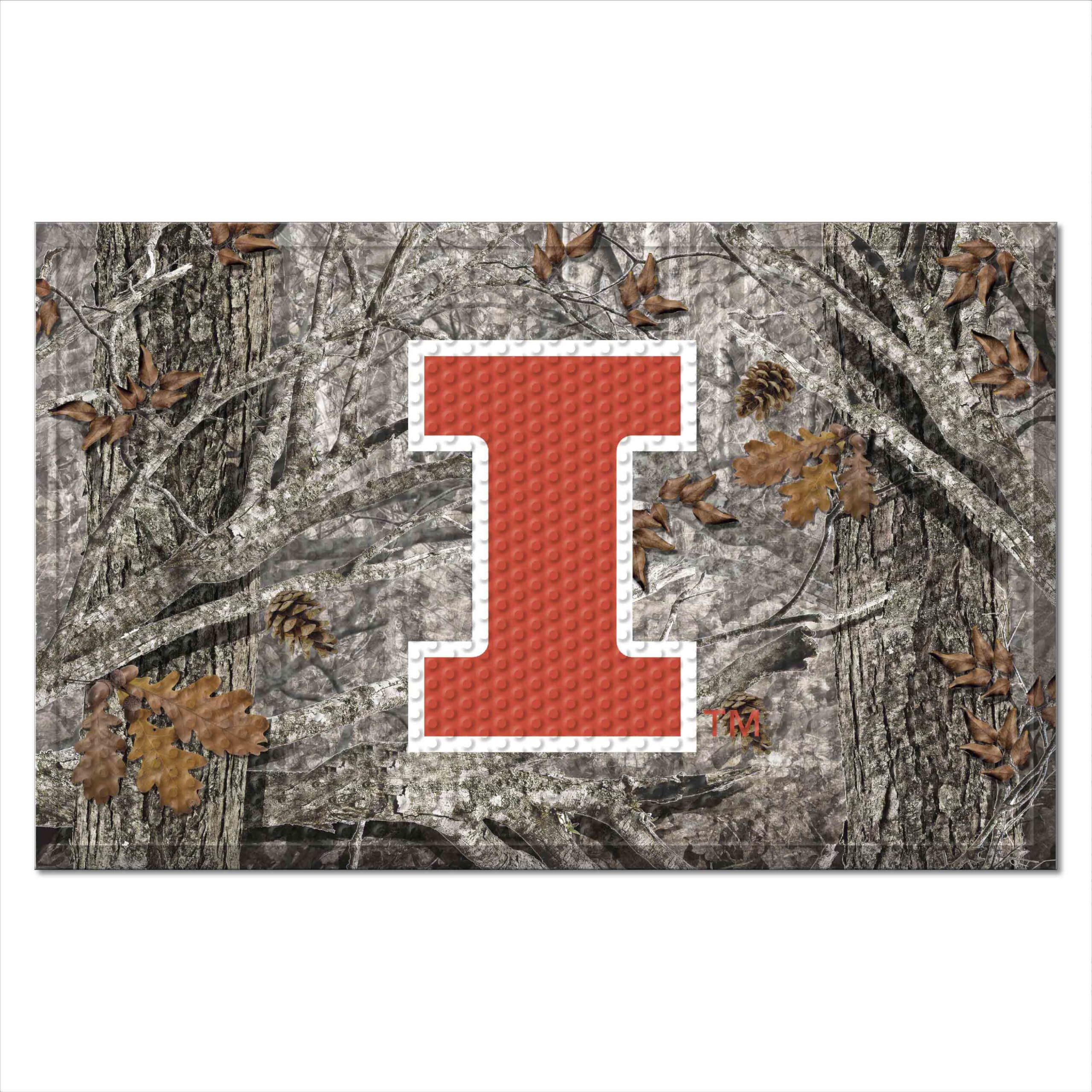 FANMATS 32863 University of Illinois Rubber Scraper Door Mat