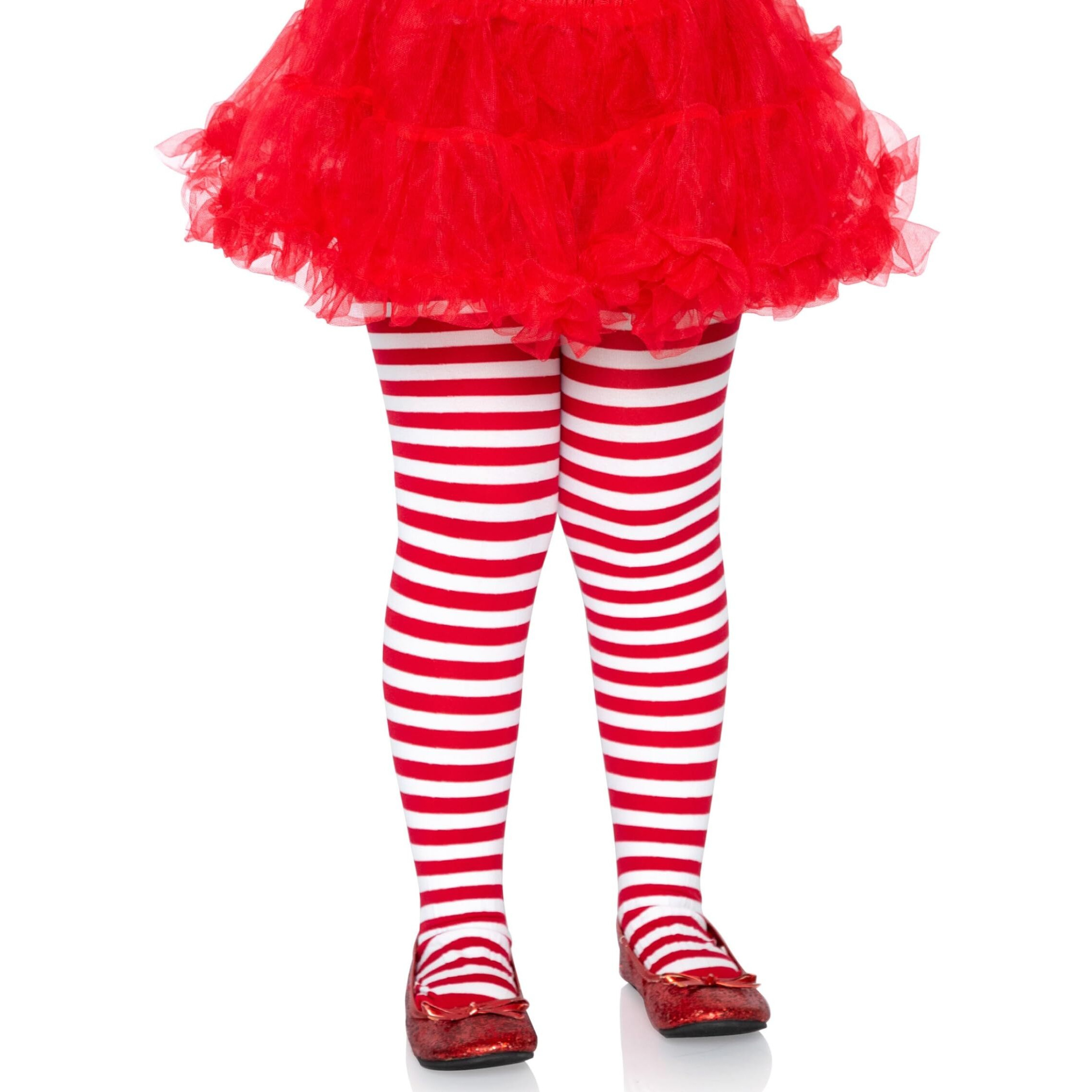 Red and White Striped Tights Child - Large