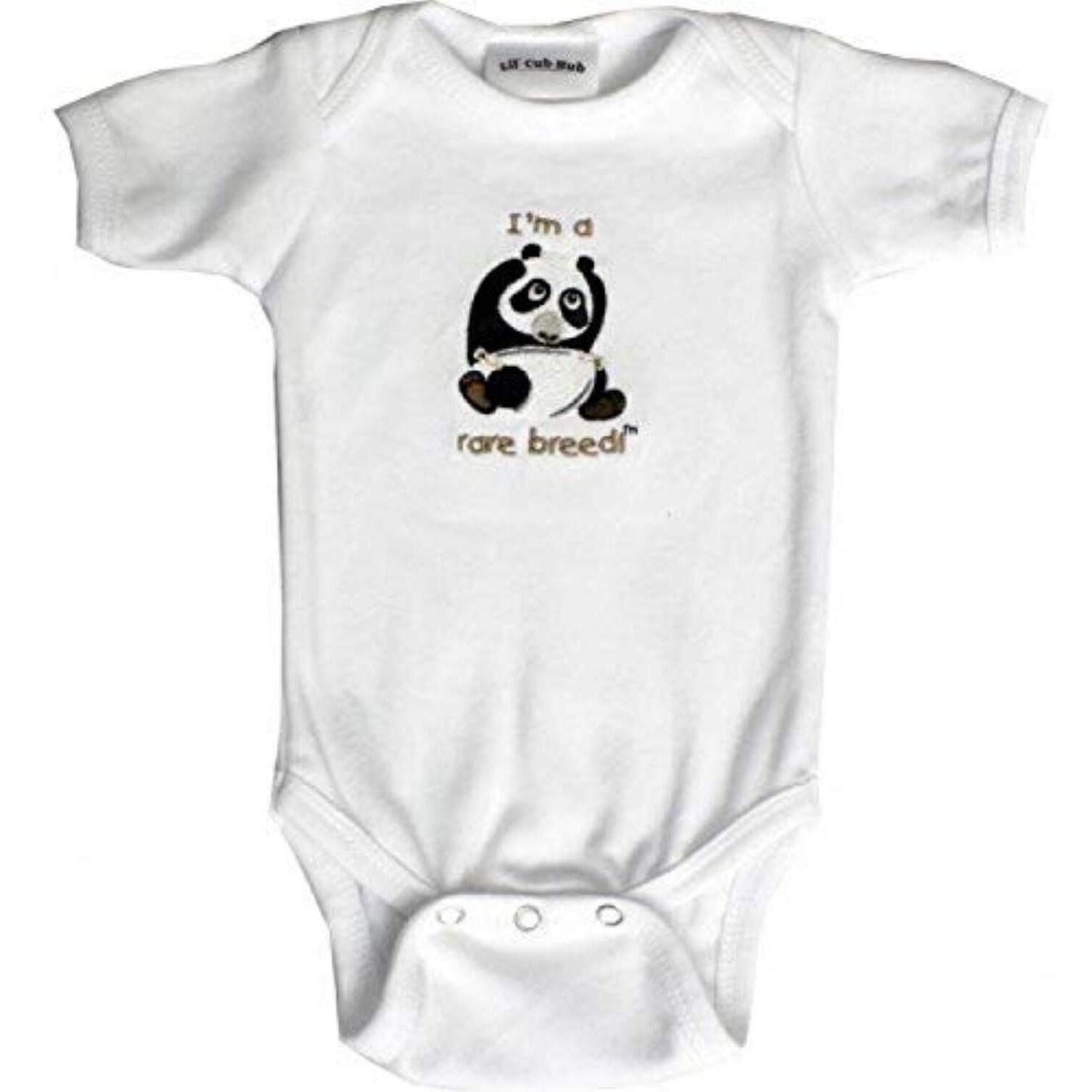 Lil Cub Hub 3WSSOP-03 White Short Sleeve Onesie - Panda44 0-3 Months