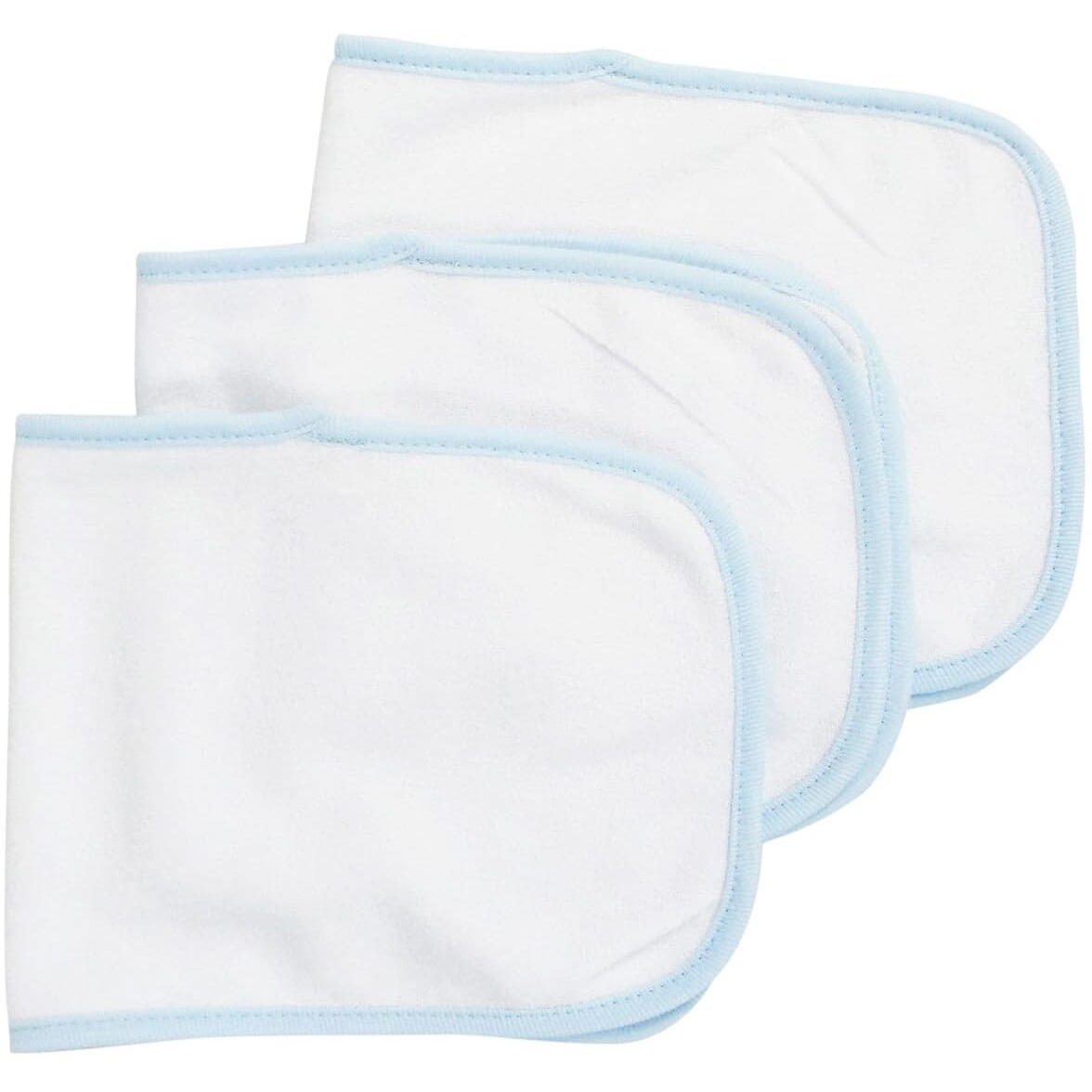 Bambini Baby Burpcloth With Blue Trim (Pack of 3)