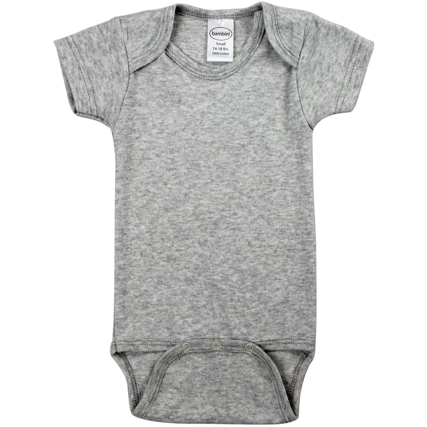 bambini Grey Interlock Short Sleeve Bodysuit Onezie, Newborn