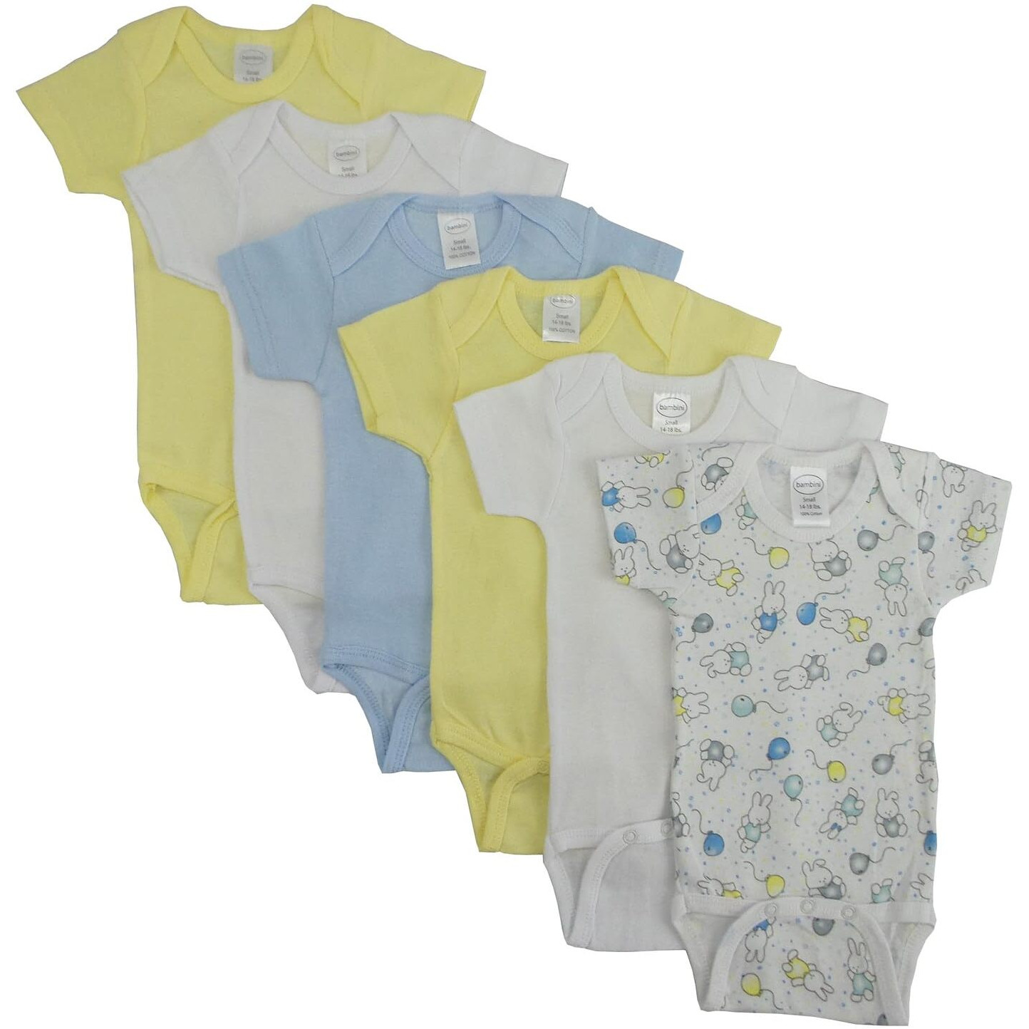 Bambini Printed Pastel Boys Short Sleeve 6 Pack