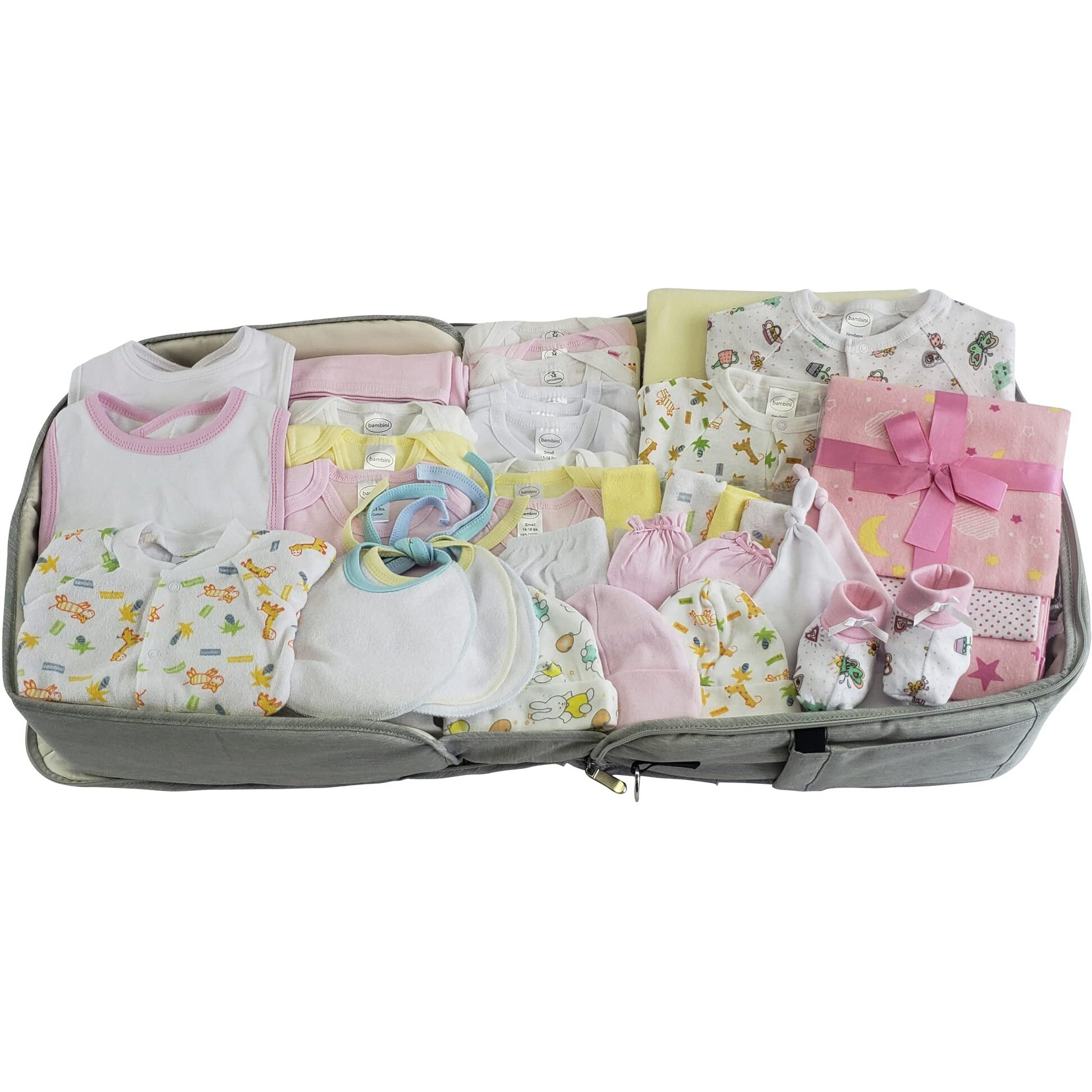 Bambini-Girls 44 pc Baby Clothing Starter Set with Diaper Bag Pink