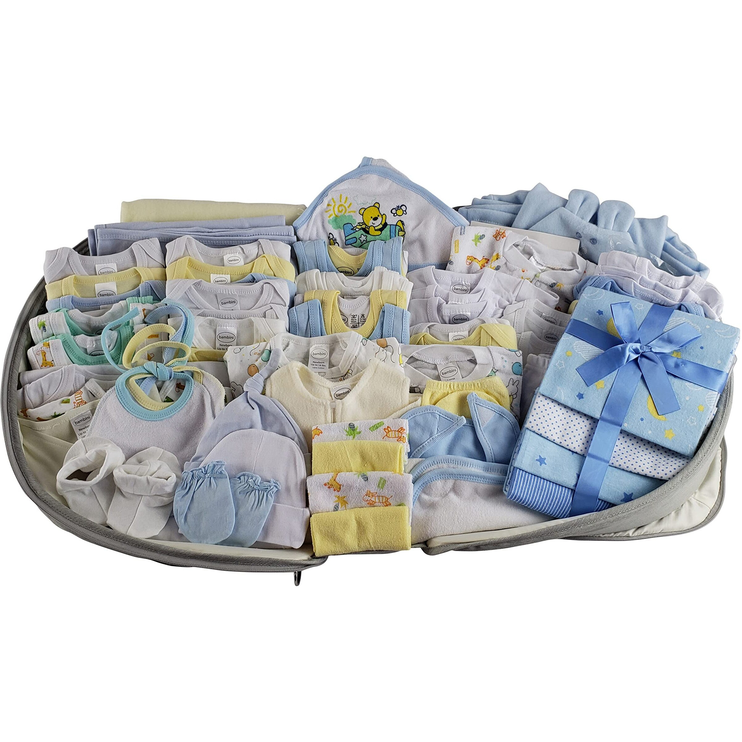 Bambini-Boys 80 pc Baby Clothing Starter Set with Diaper Bag Blue