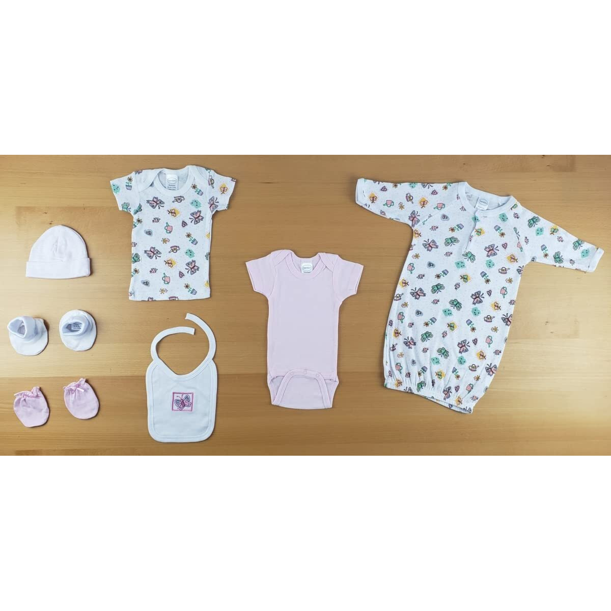 Bambini-Bambini Newborn Girls 7 Pc Set White/Pink