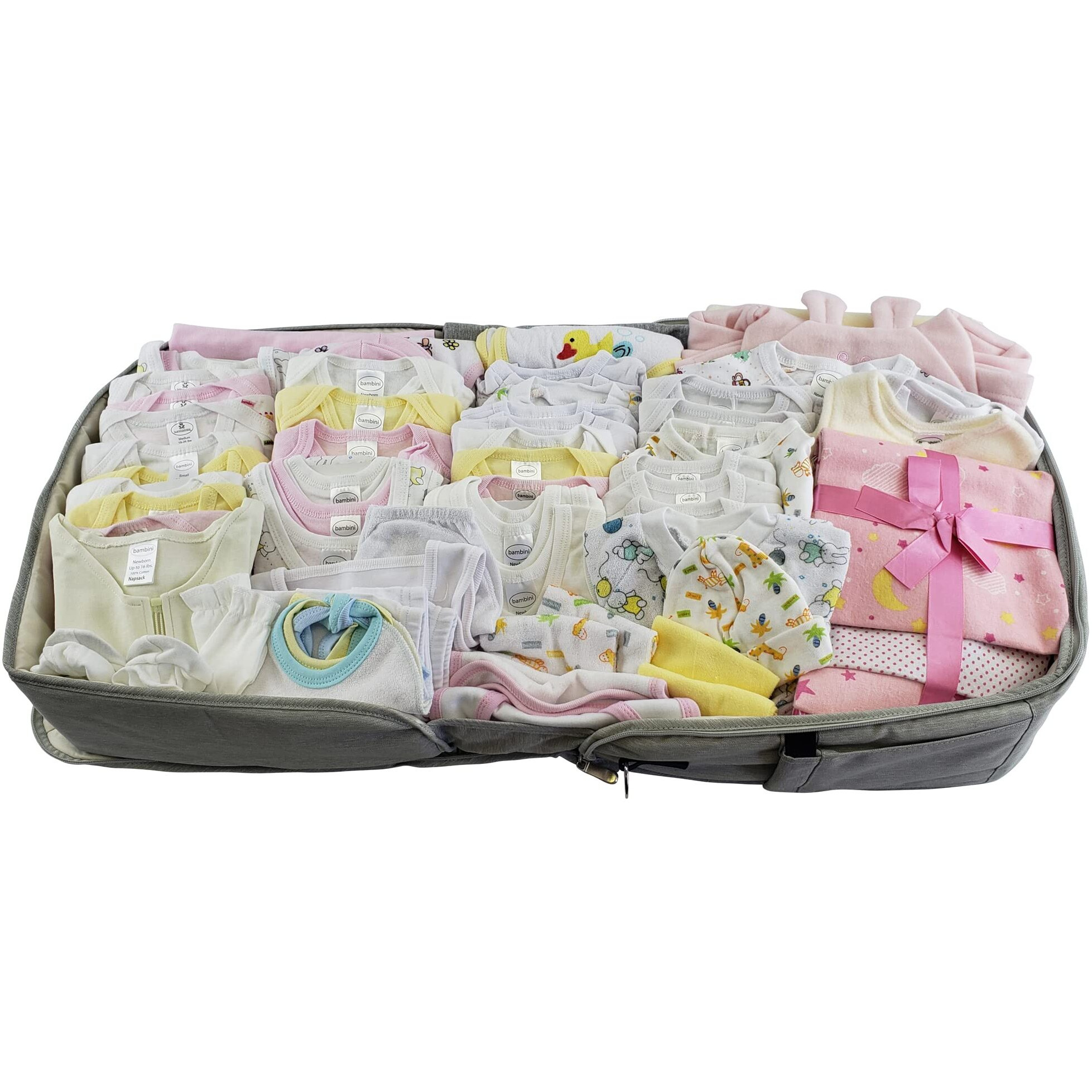 Bambini-Girls 80 pc Baby Clothing Starter Set with Diaper Bag Pink