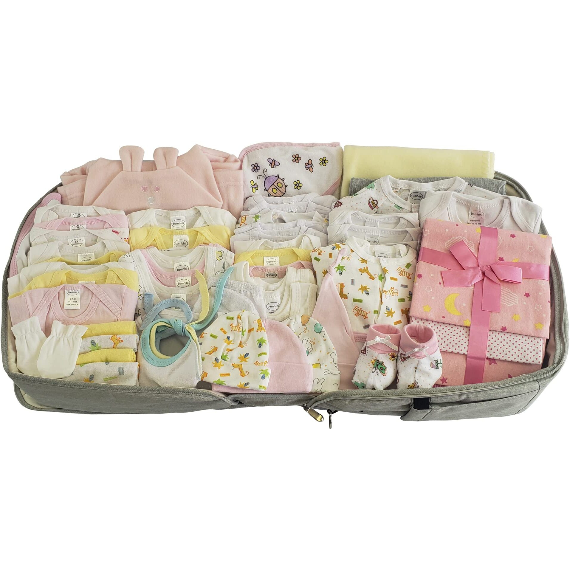 Bambini-Girls 62 pc Baby Clothing Starter Set with Diaper Bag Pink