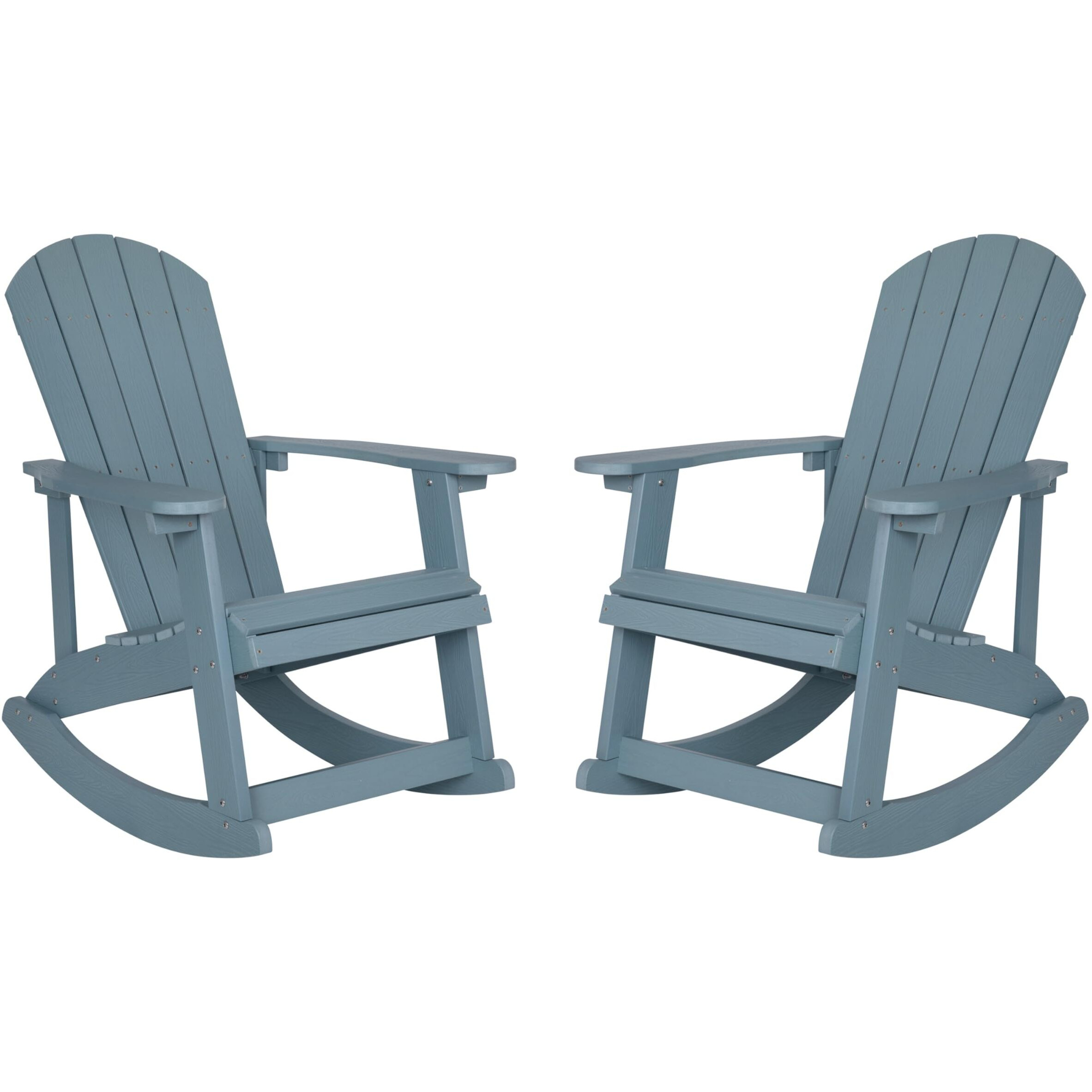 Flash Furniture Savannah Poly Resin Wood Adirondack Rocking Chair - All Weather Sea Foam Polystyrene - Stainless Steel Hardware - Set of 2