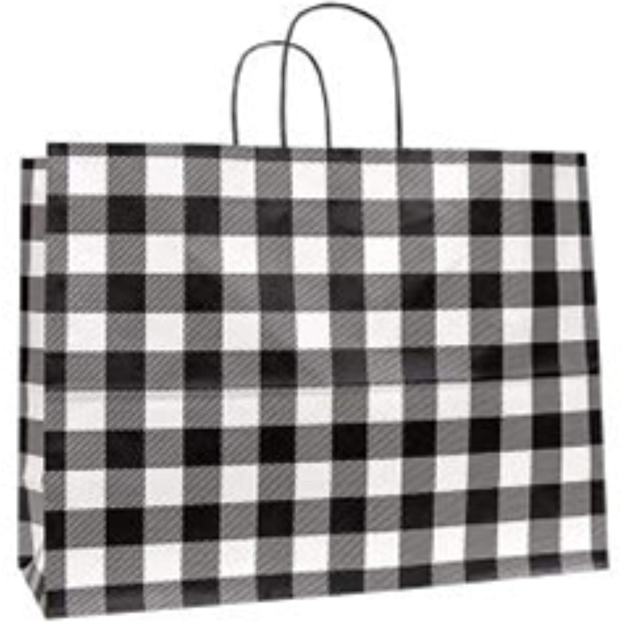 Black & White Buffalo Check Gift Bag, Large Set of 12